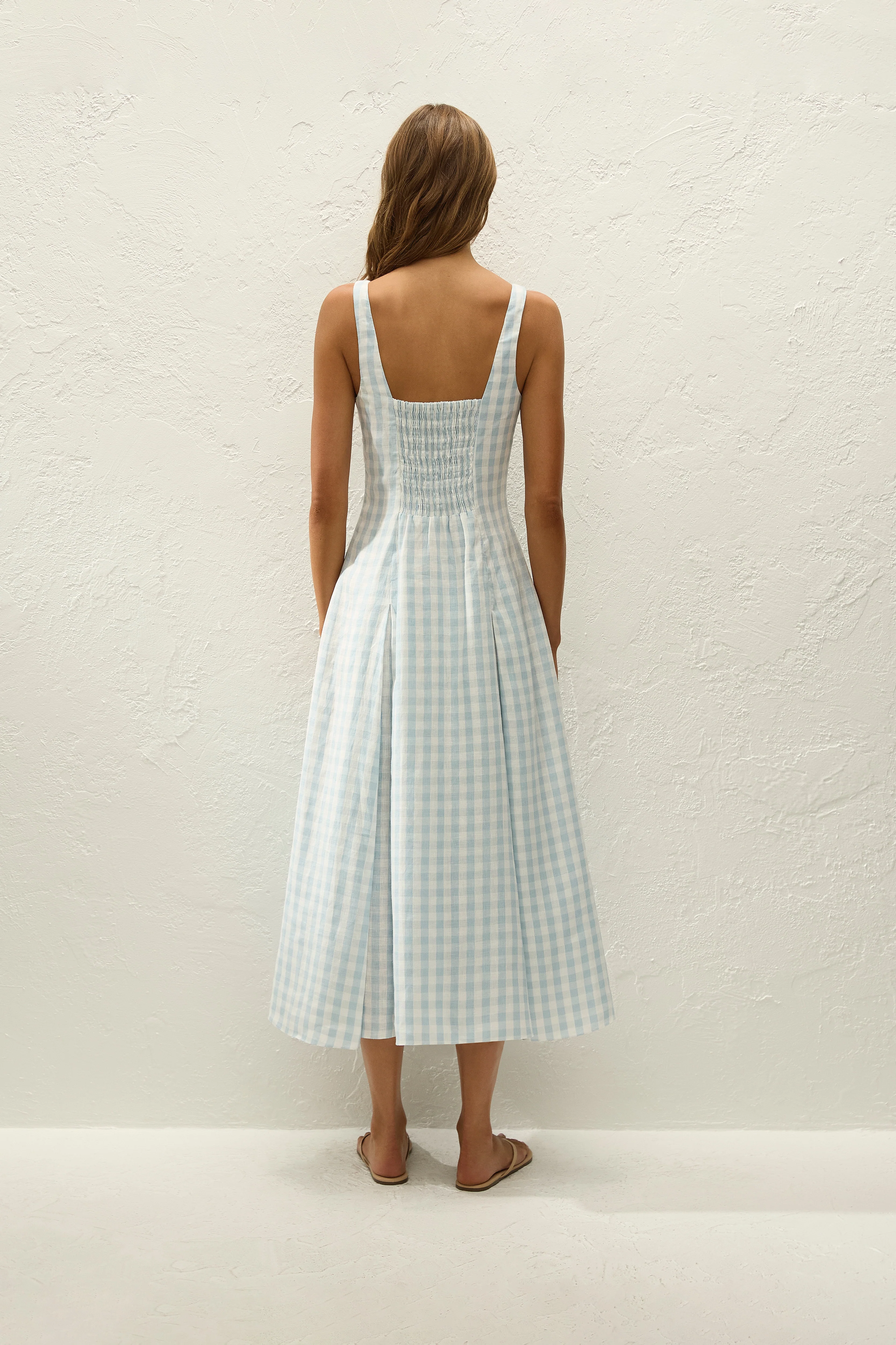 Adalee Midi Dress Gingham Sky Blue - Image 4