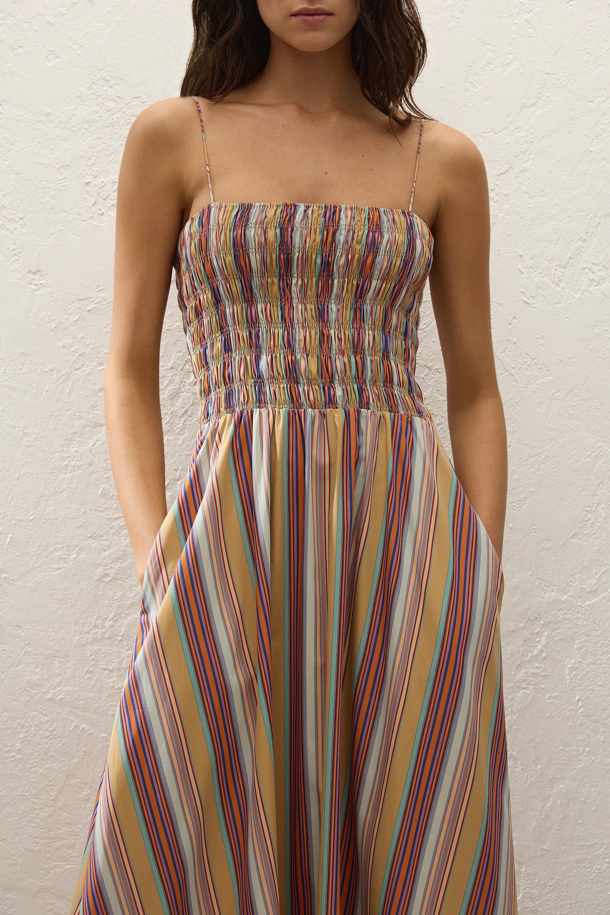 Anniken Maxi Dress Agua Stripe Mustard - Image 2