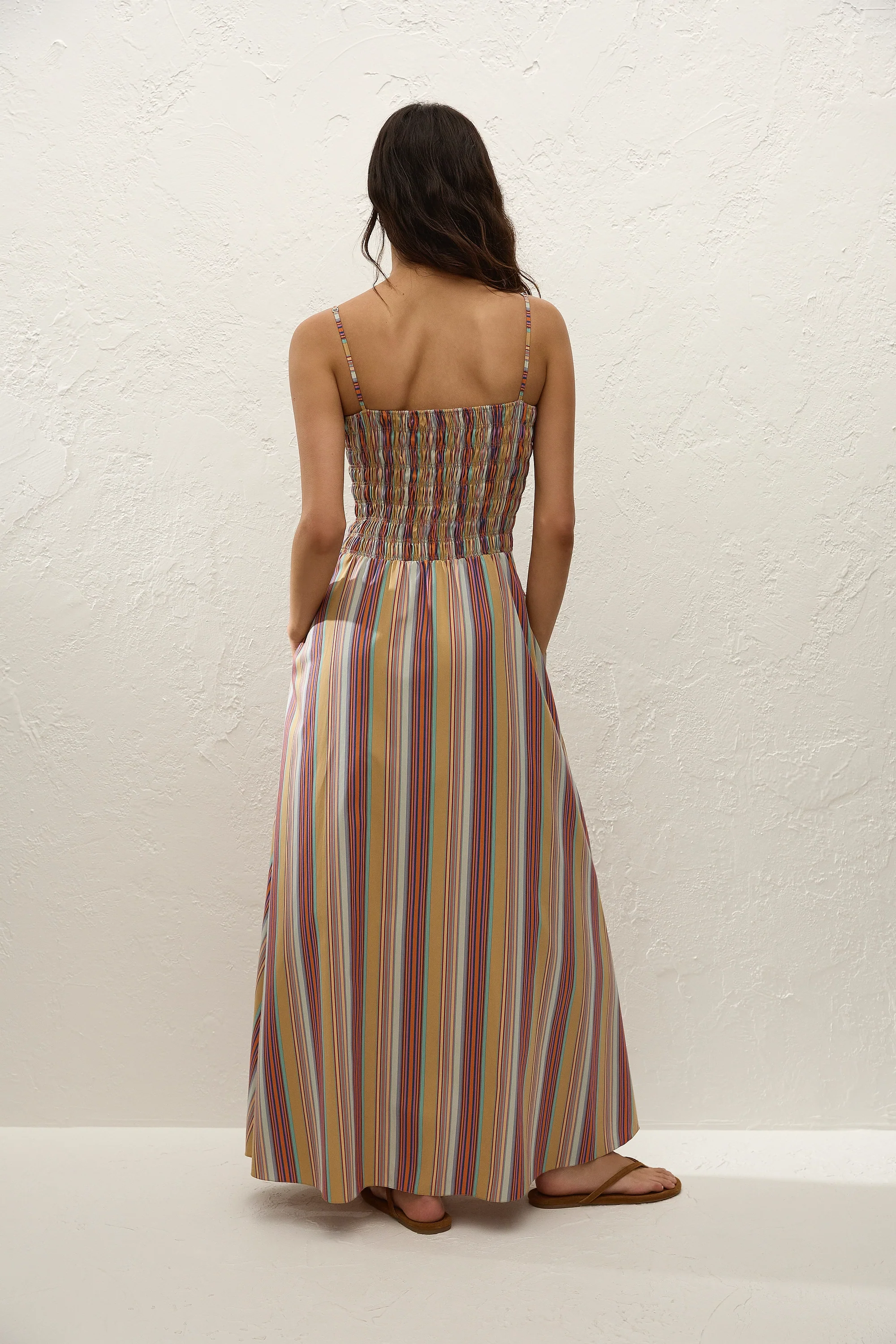 Anniken Maxi Dress Agua Stripe Mustard - Image 4