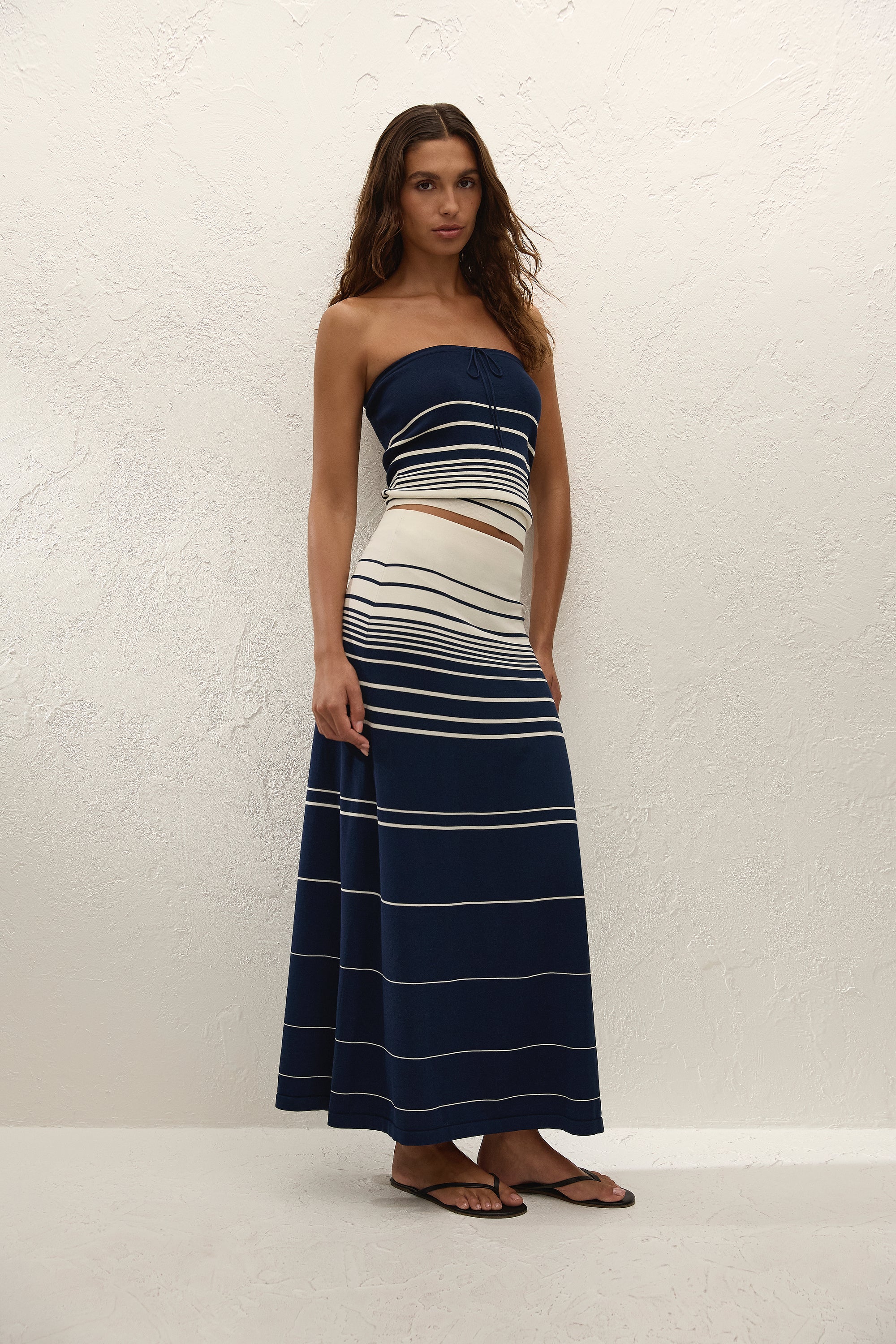Arlette Strapless Top Navy Cream Stripe - Image 4