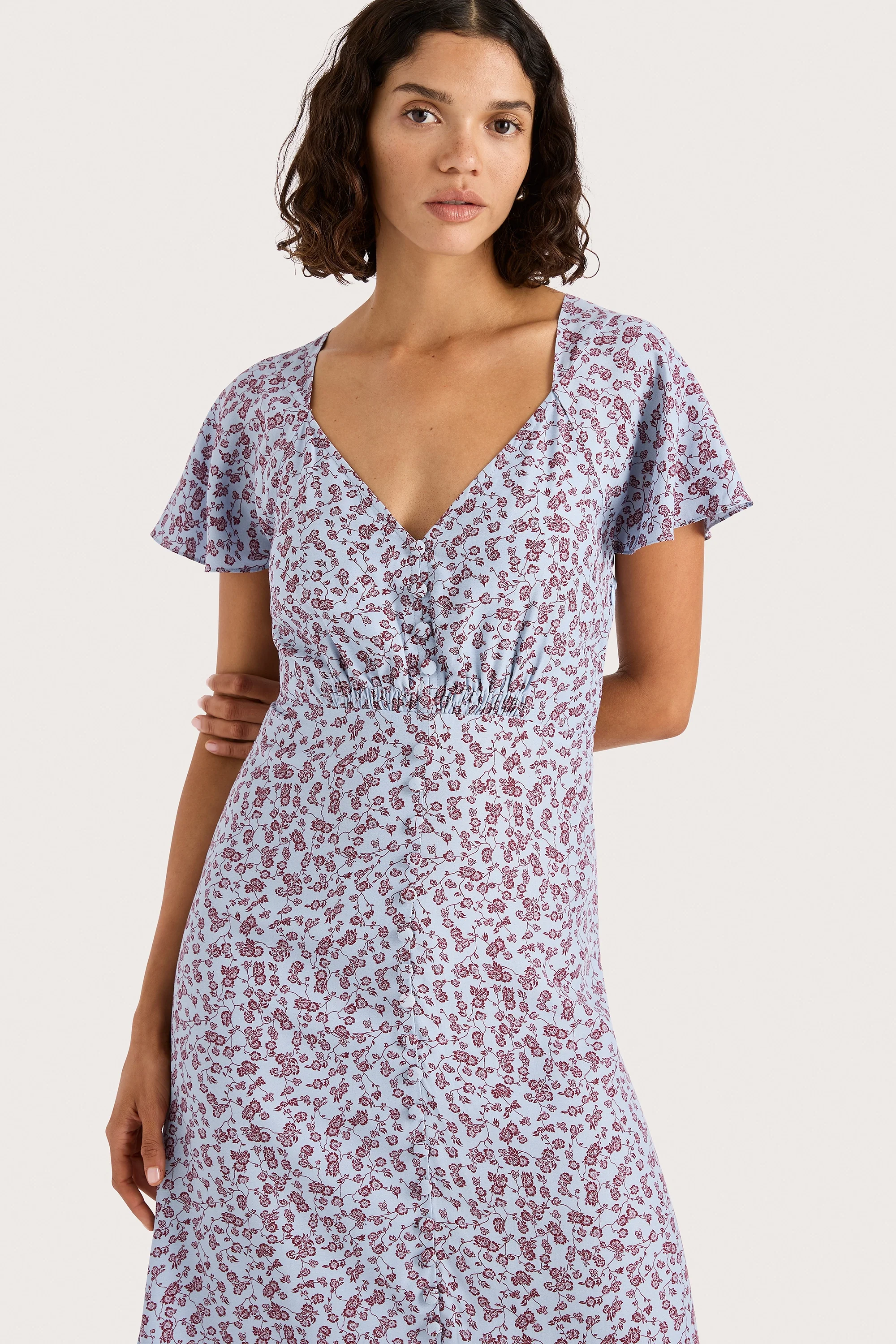 Aurelia Midi Dress Amaryllis Floral Blue - Final Sale - Image 3