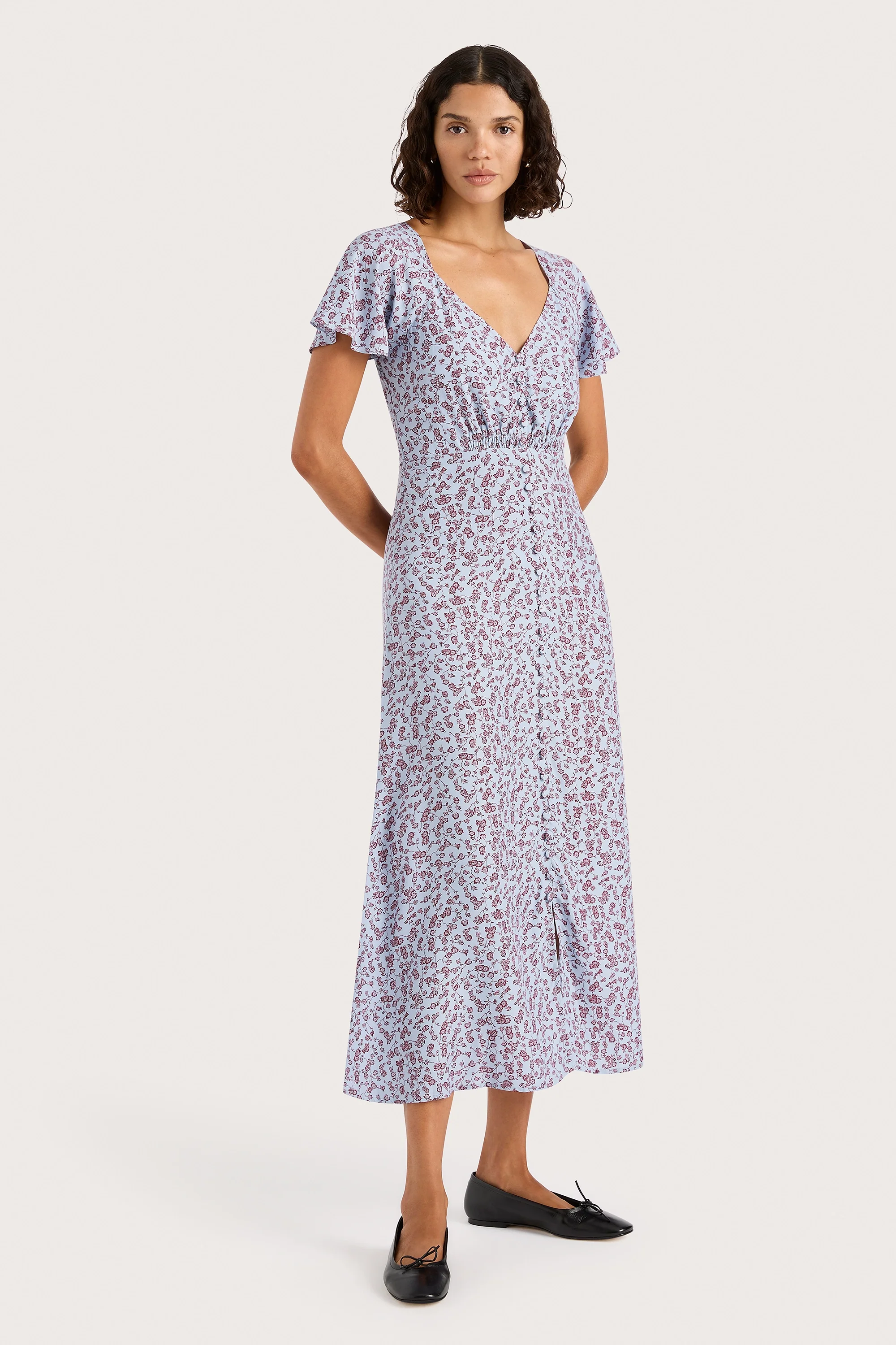 Aurelia Midi Dress Amaryllis Floral Blue - Final Sale - Image 4