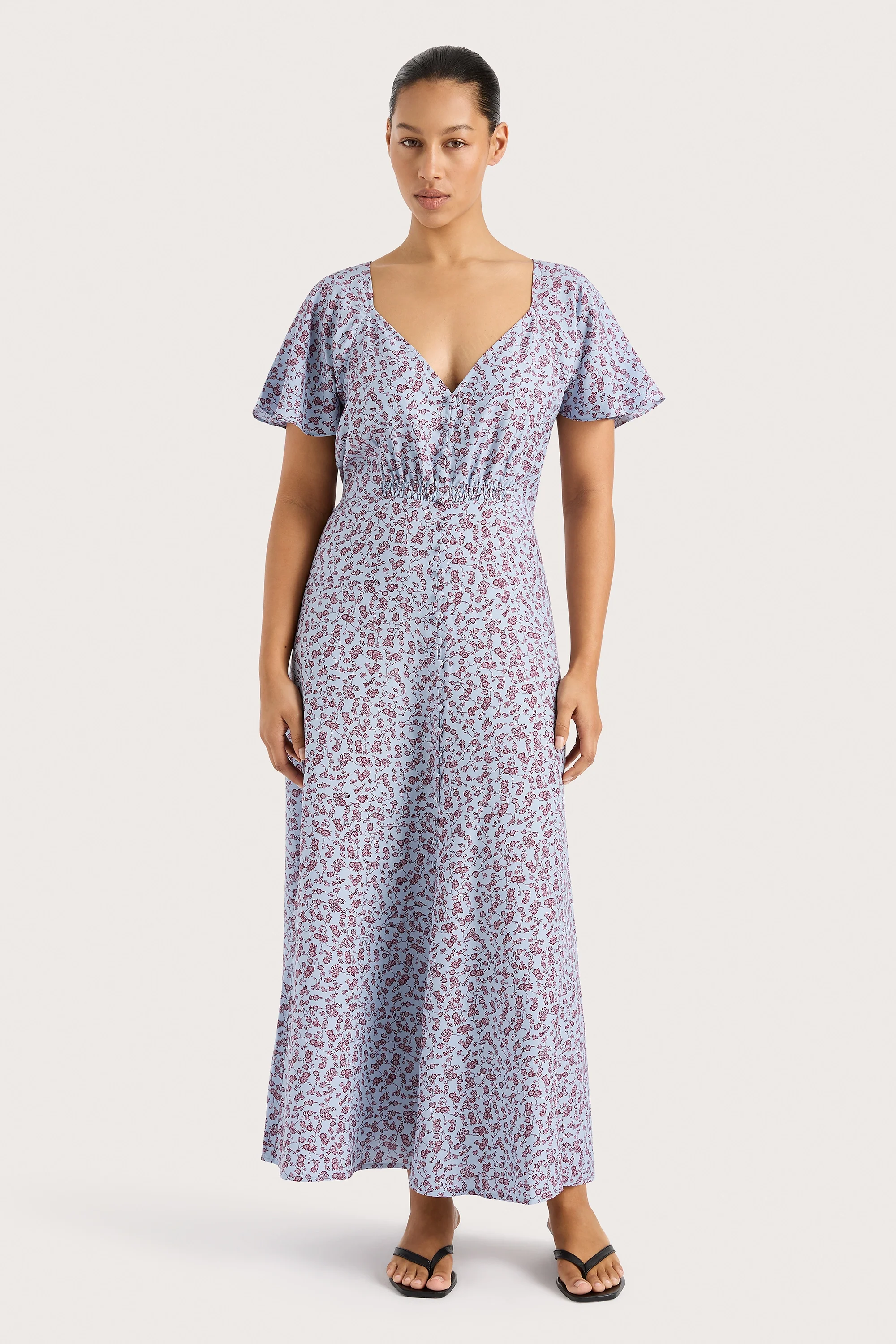 Aurelia Midi Dress Amaryllis Floral Blue - Final Sale - Image 6