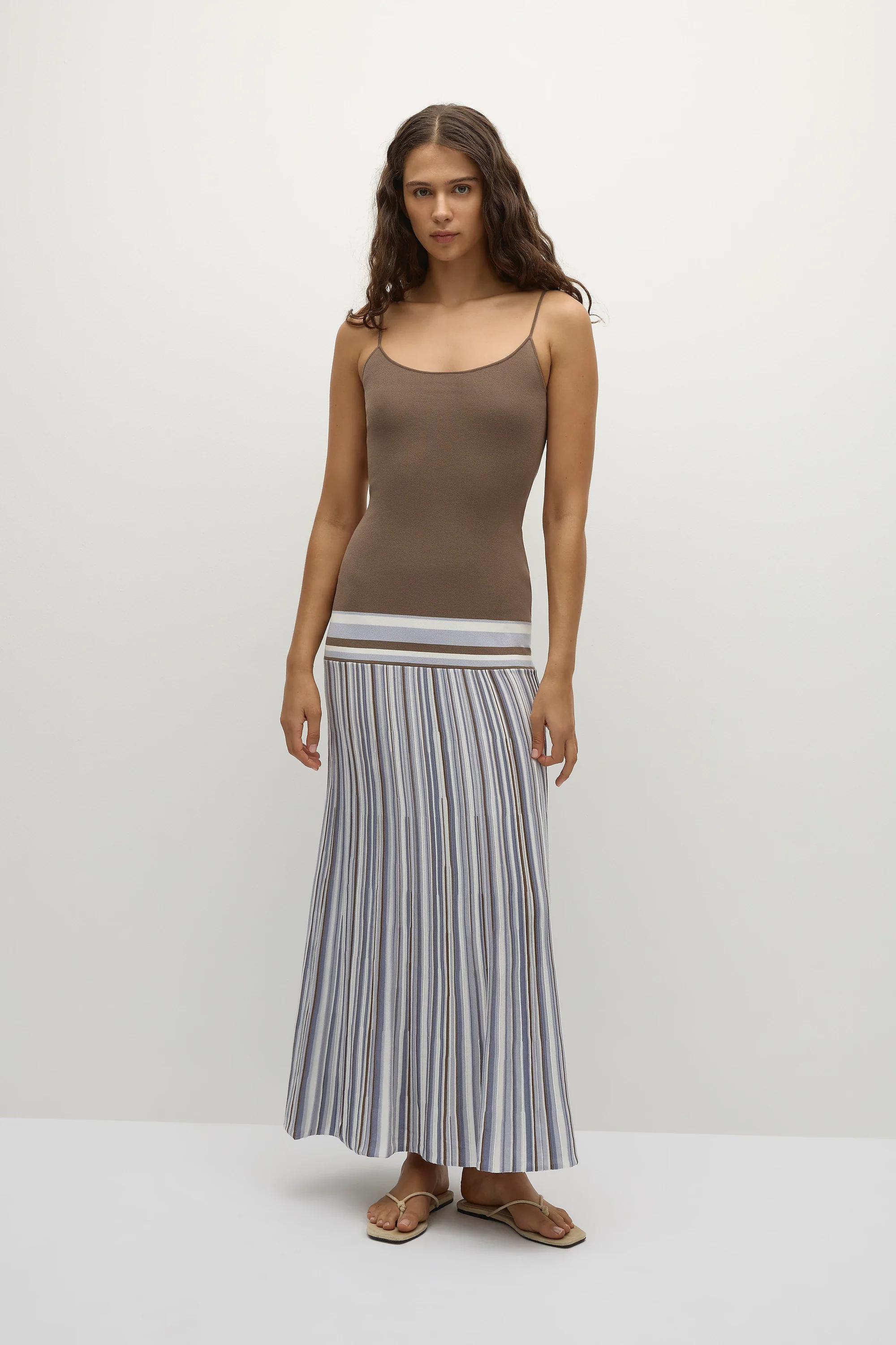 Citara Maxi Dress Pale Blue Stripe - Final Sale