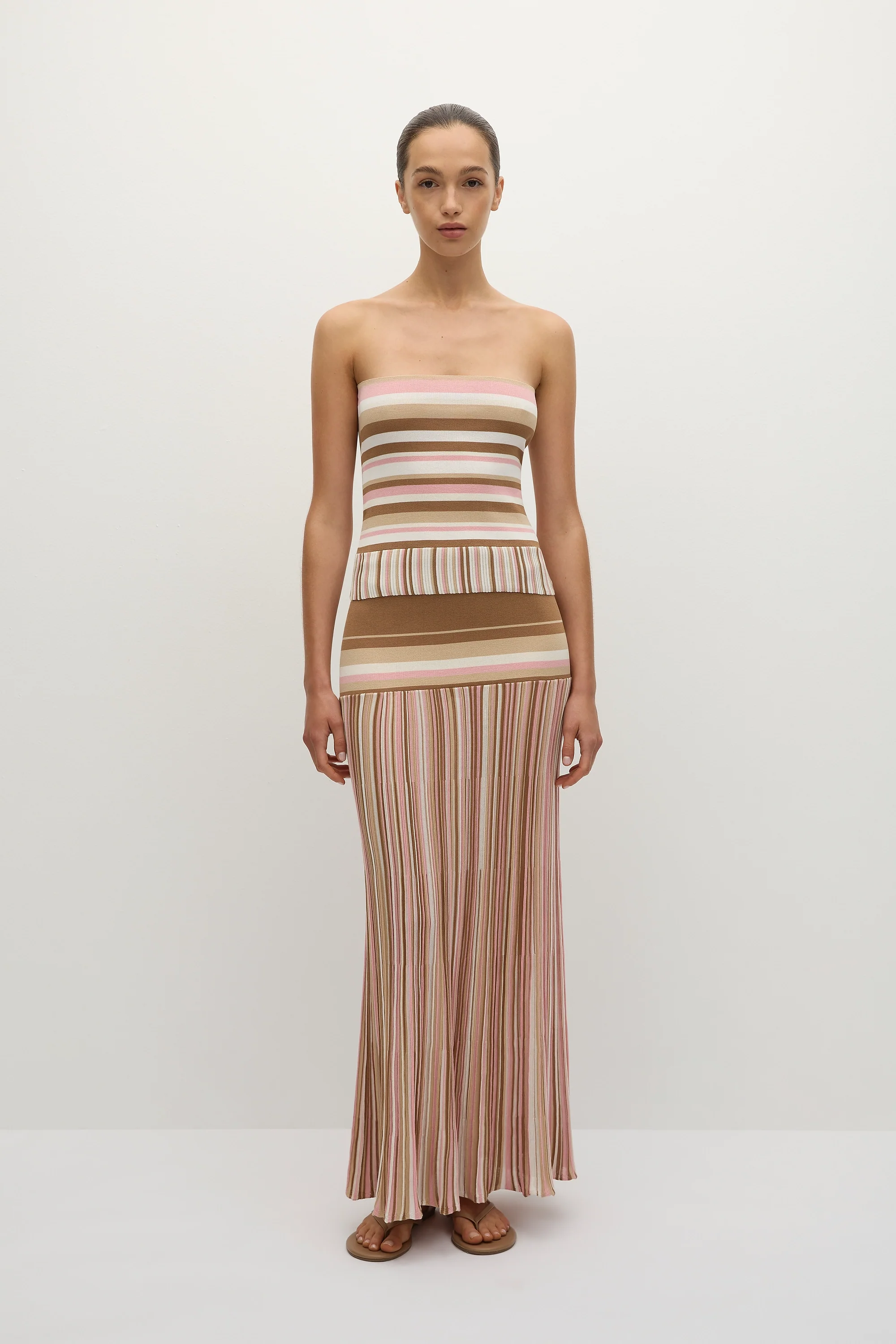 Citara Skirt Puce Sepia Stripe - Final Sale