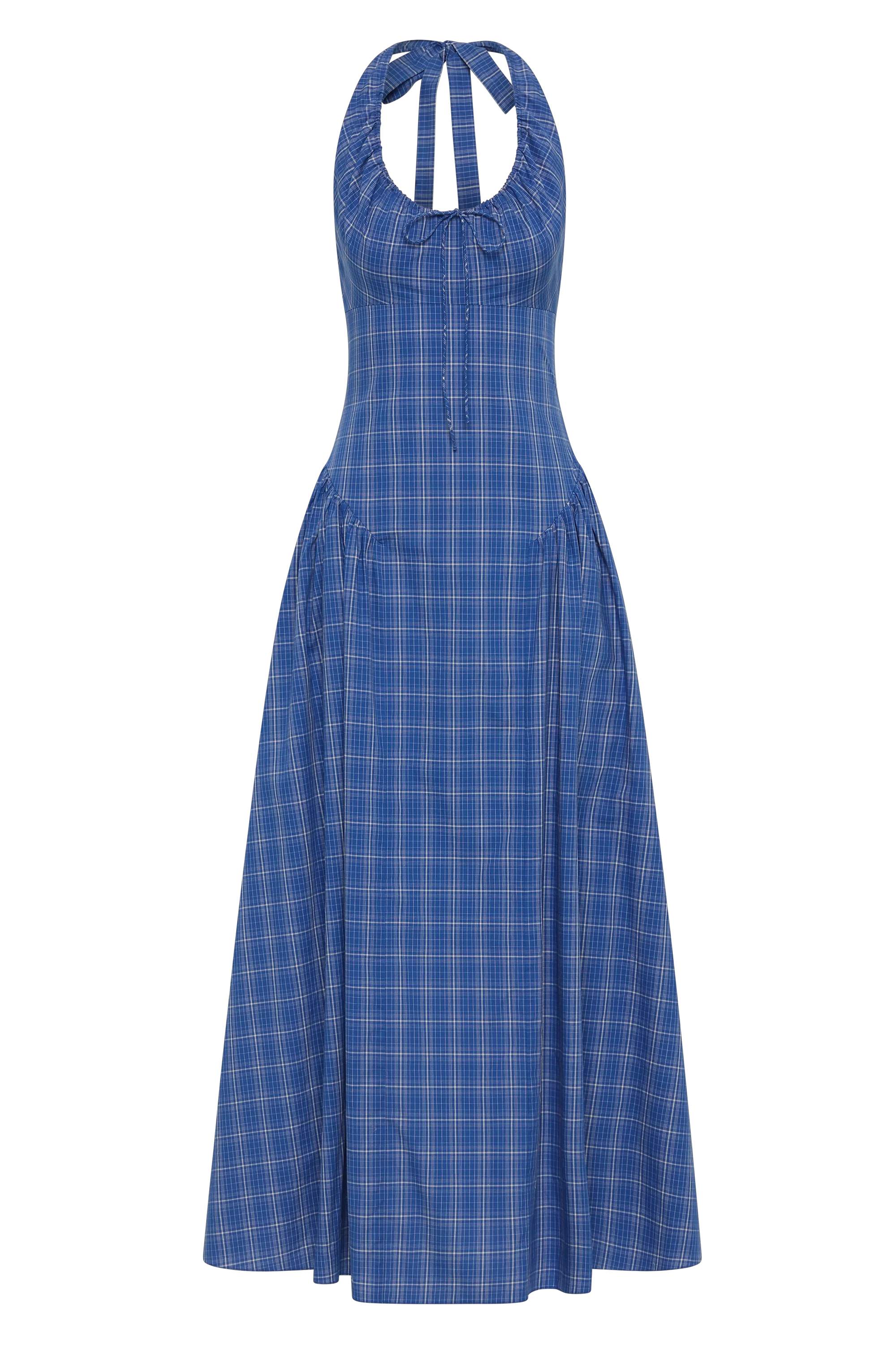 Del Ros Midi Dress Flor Check Cobalt - Image 7