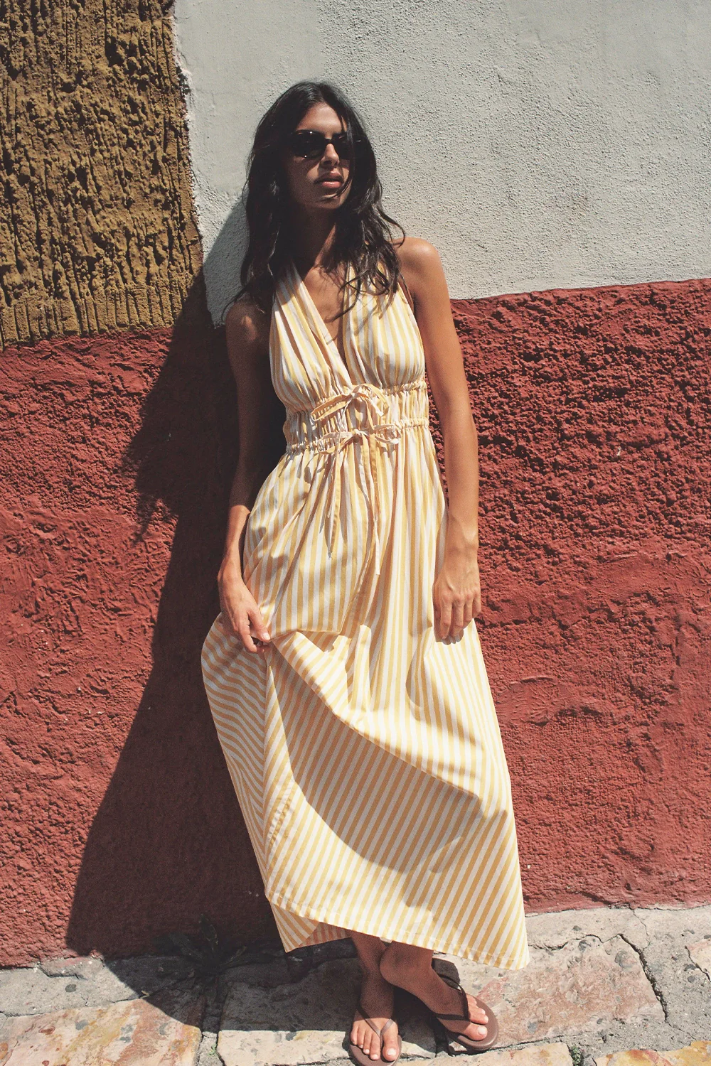 Ermita Midi Dress Orozco Stripe Mustard - Image 2
