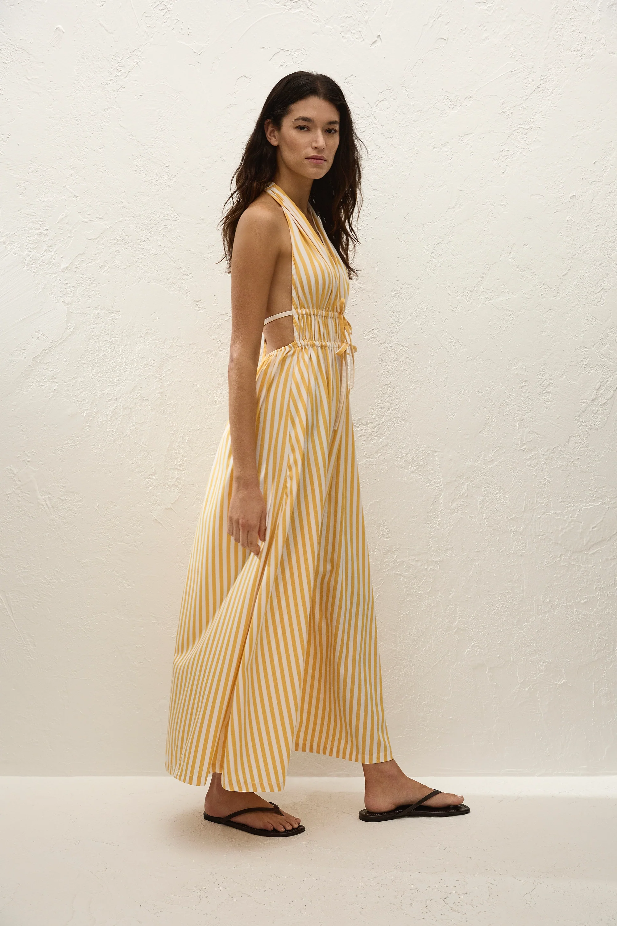 Ermita Midi Dress Orozco Stripe Mustard - Image 4