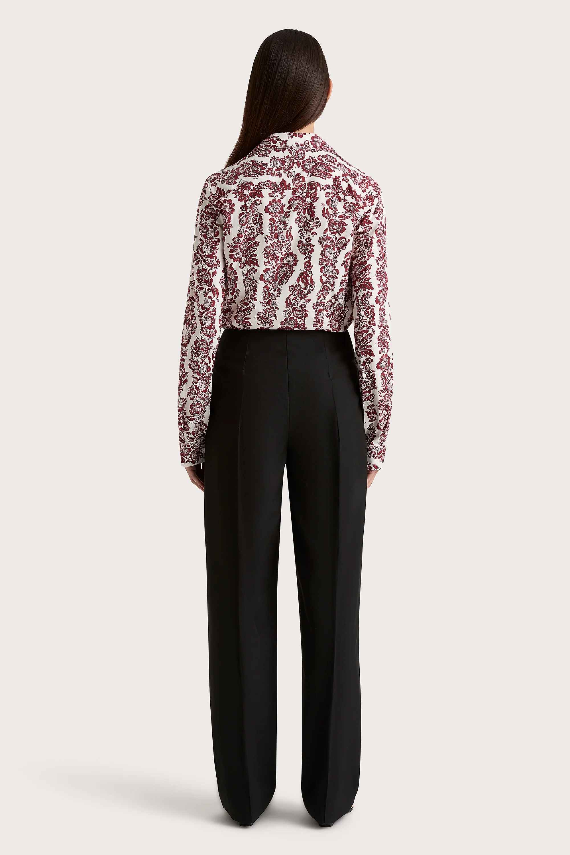 Estelle Fitted Shirt Striped Floral Wine - Final Sale - Image 4