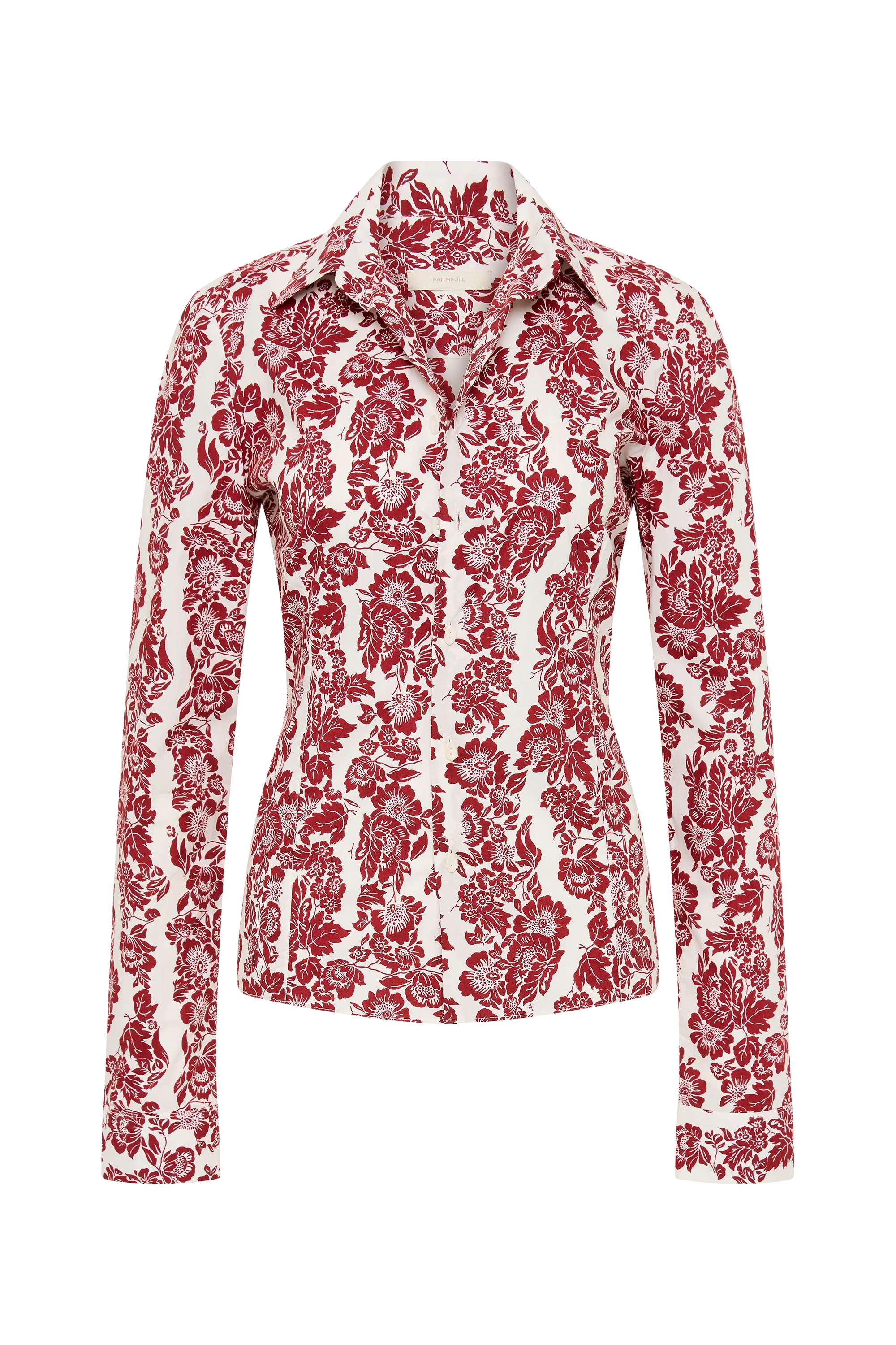 Estelle Fitted Shirt Striped Floral Wine - Final Sale - Image 6