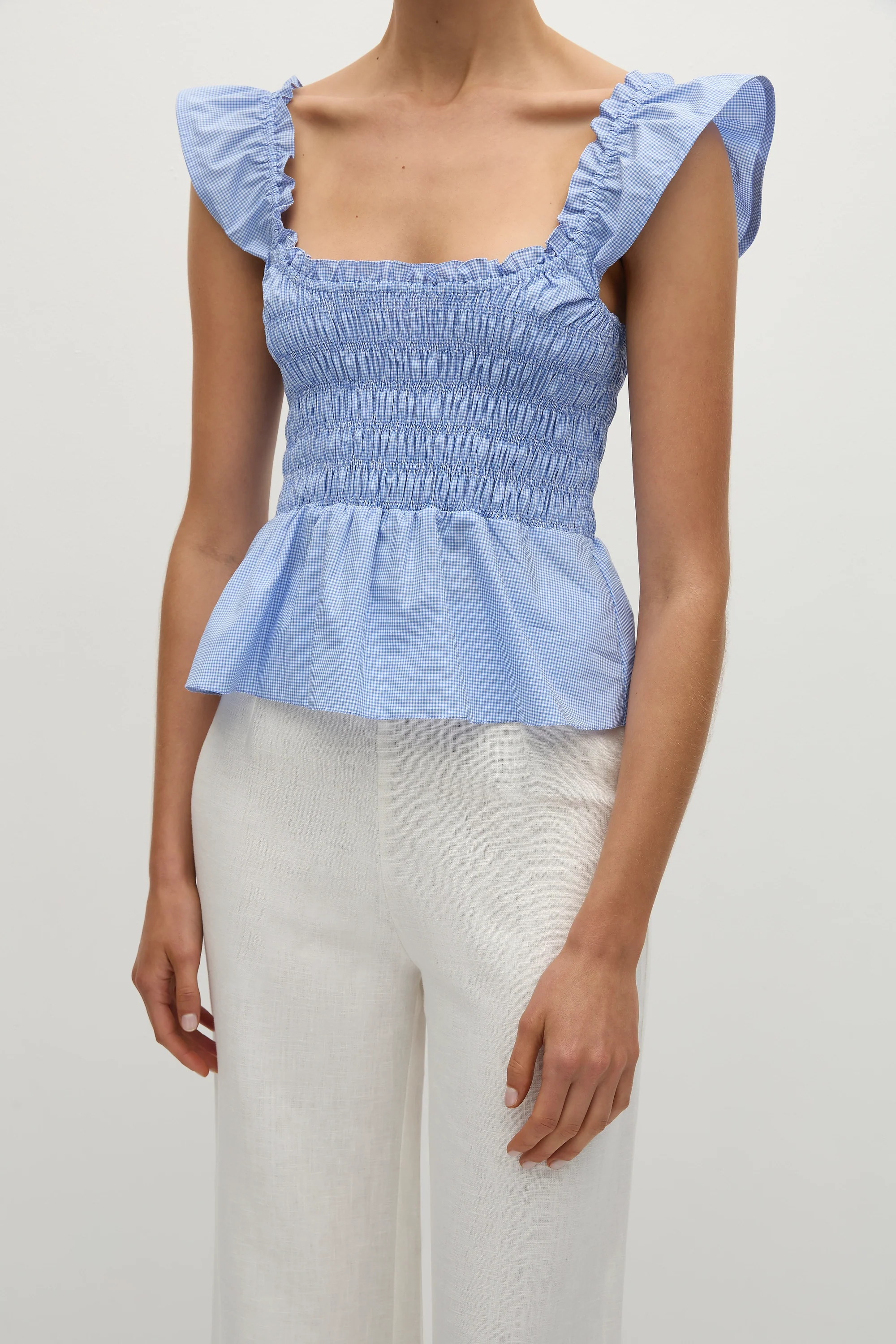 Eudora Top Micro Gingham Soft Blue - Final Sale - Image 2