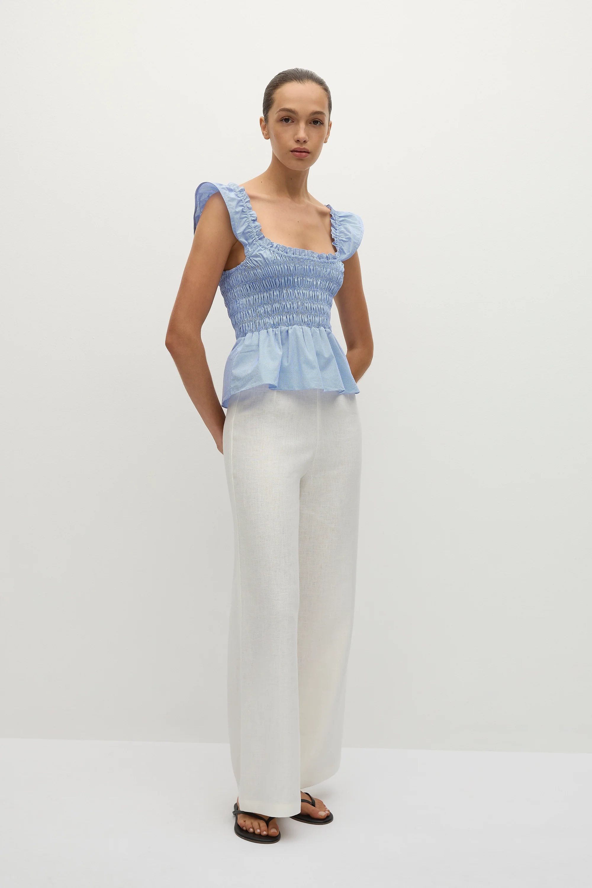 Eudora Top Micro Gingham Soft Blue - Final Sale - Image 3