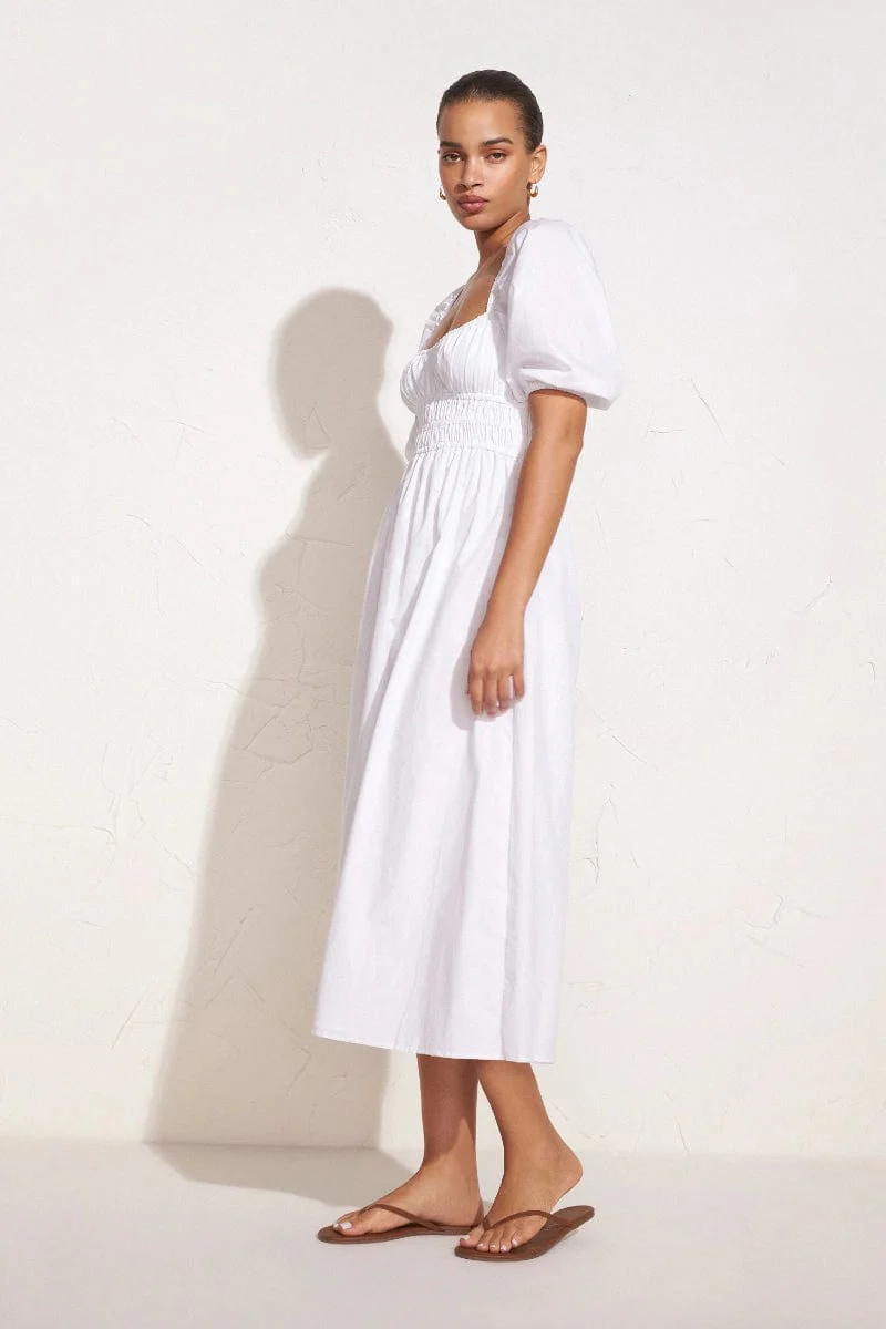 Harmonita Midi Dress Plain White - Final Sale