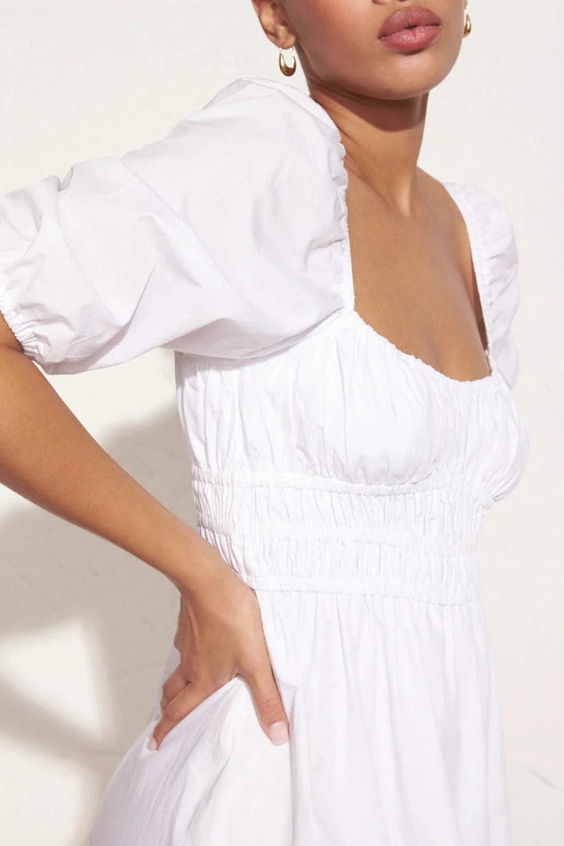 Harmonita Midi Dress Plain White - Final Sale - Image 2