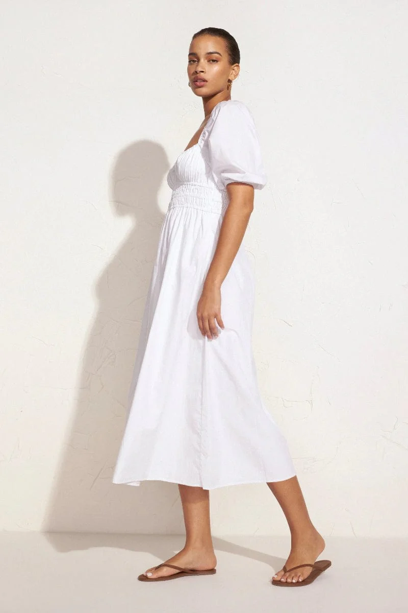 Harmonita Midi Dress Plain White - Final Sale - Image 4
