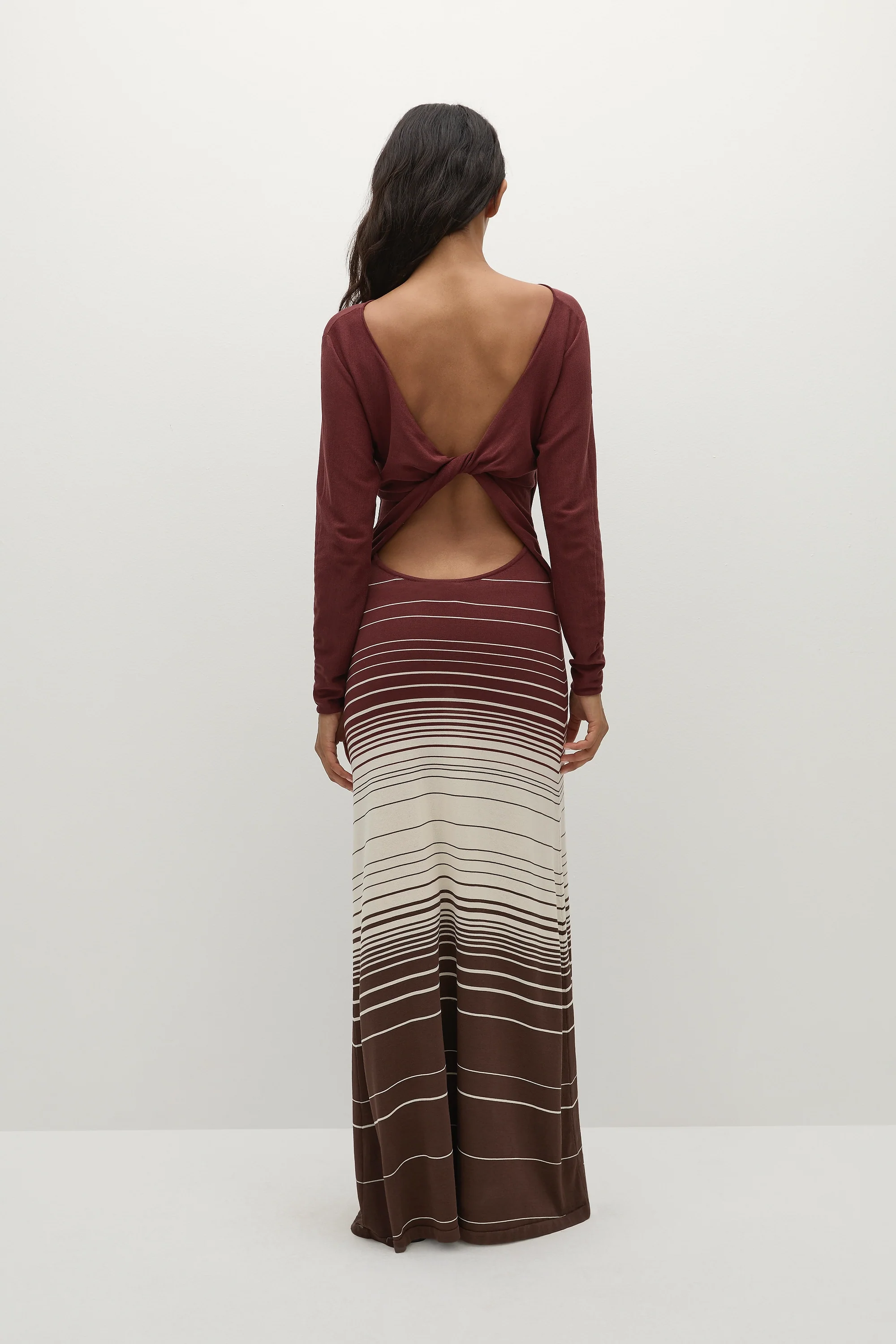 Idun Maxi Dress Accordion Stripe Bordeaux - Final Sale - Image 6