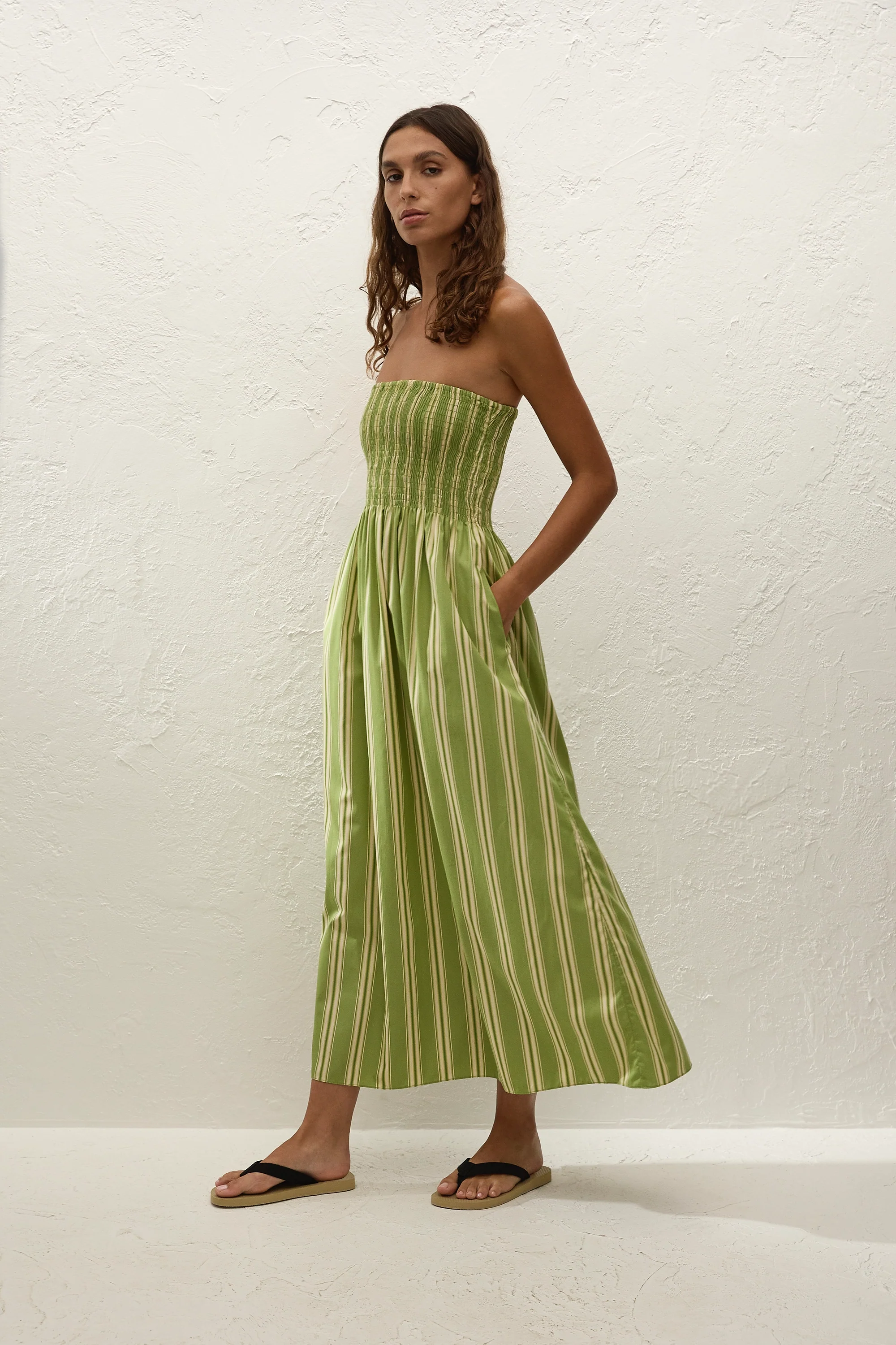 Jamie Midi Dress Ombre Stripe Juniper - Image 3