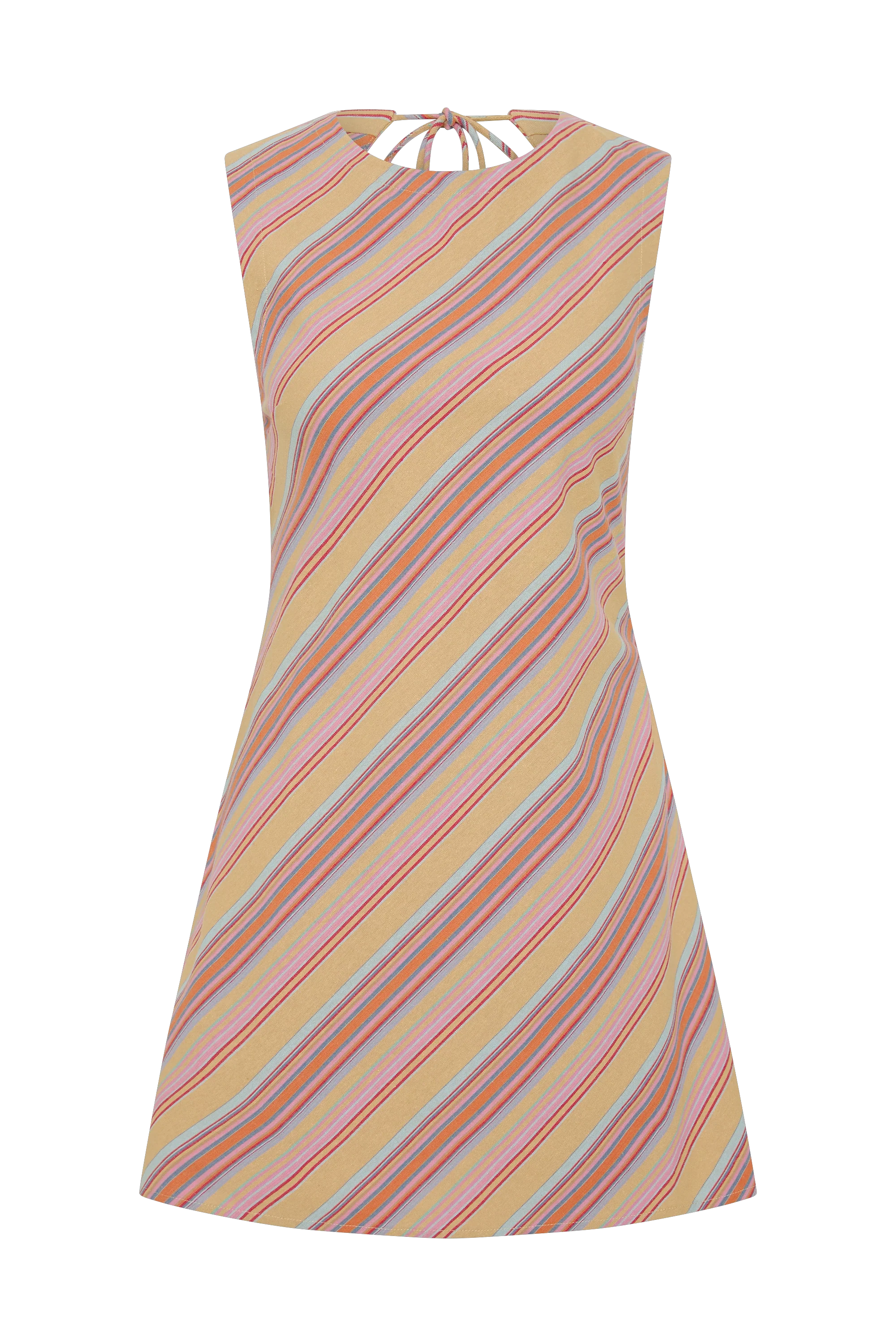 Julia Mini Dress Agua Stripe Mustard - Image 6