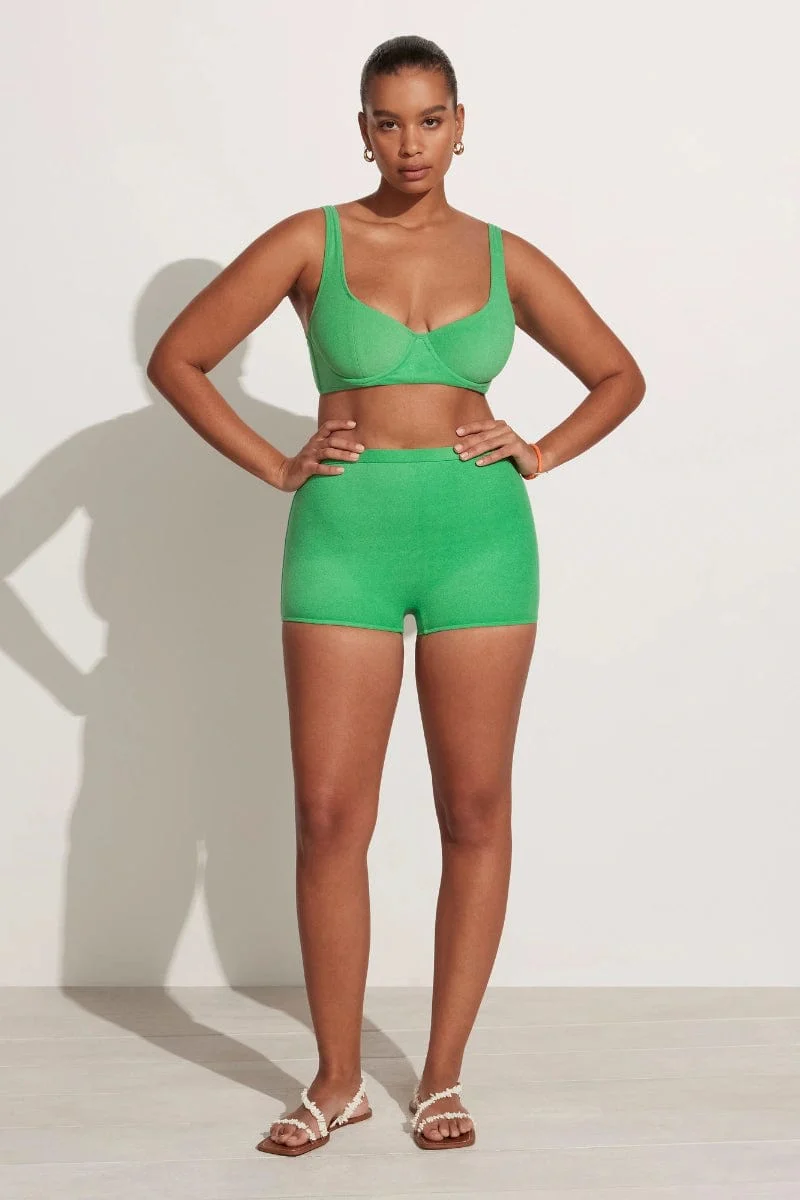 Kenzie Bikini Bottoms Plain Green Towelling - Final Sale - Image 8