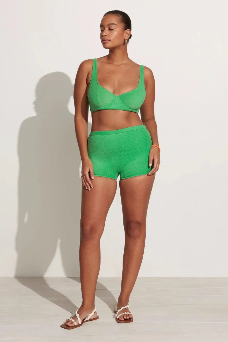 Kenzie Bikini Bottoms Plain Green Towelling - Final Sale - Image 9