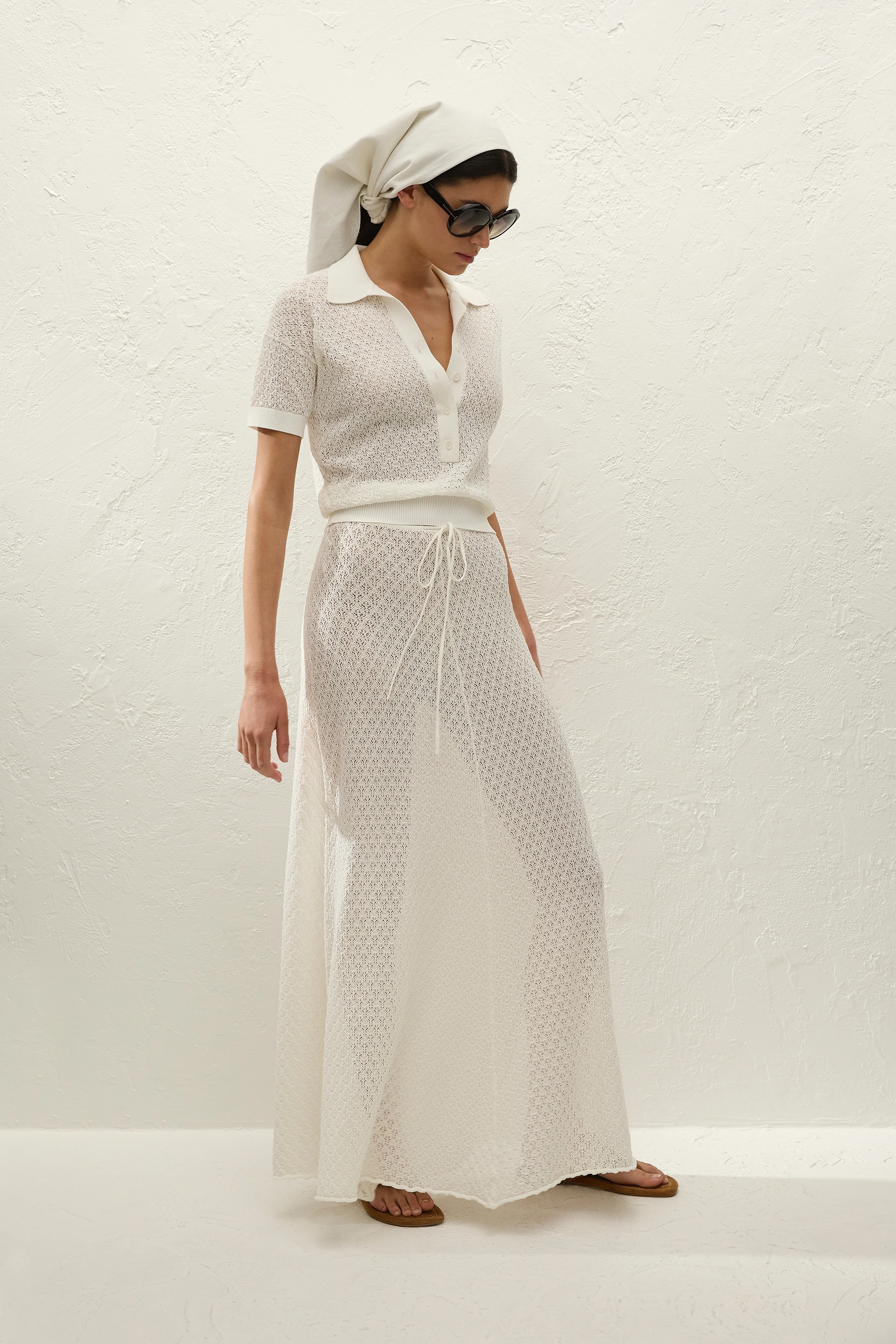 Lenna Skirt Pointelle Lace Vintage White - Image 4