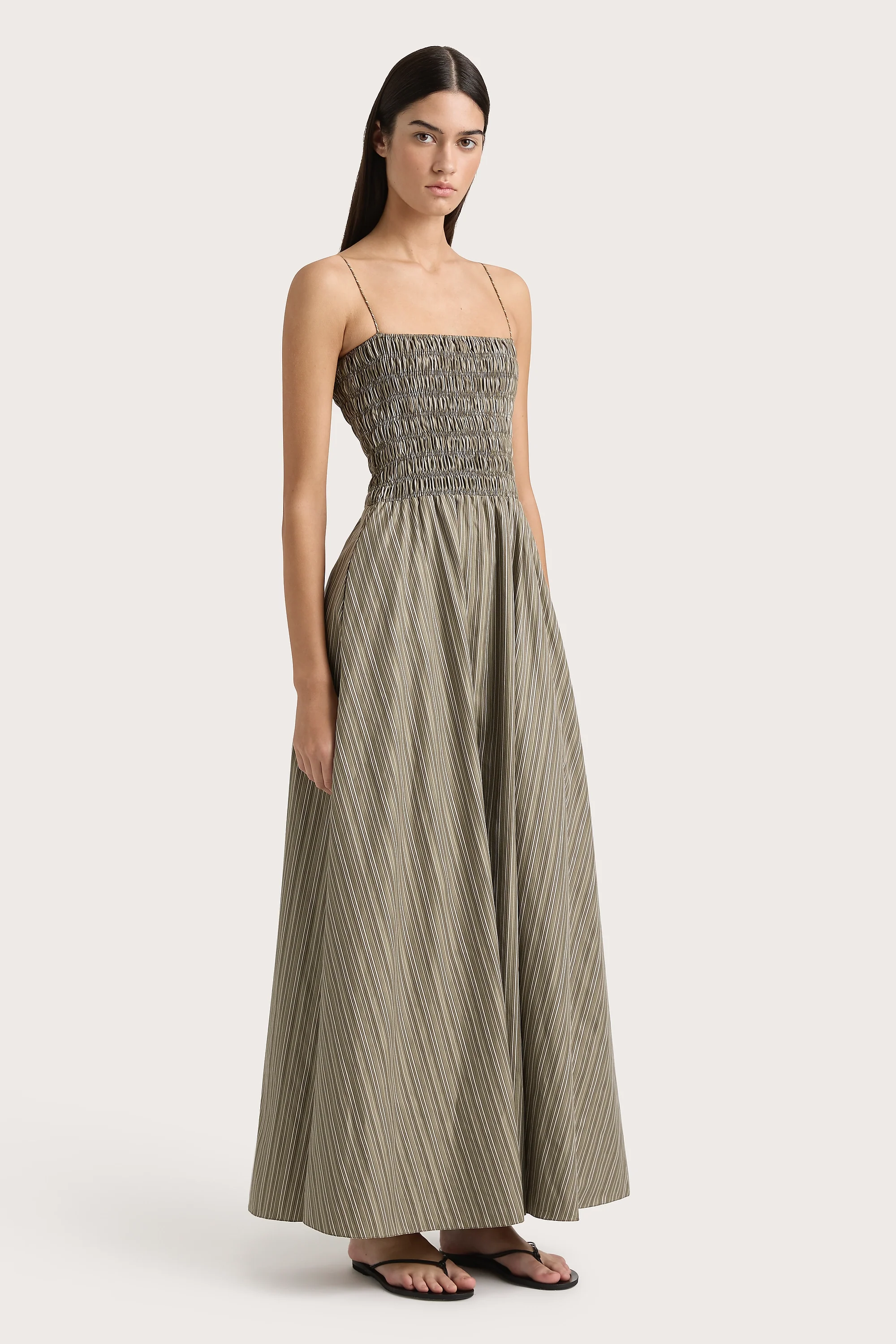 Lida Maxi Dress Khaki Stripe - Final Sale - Image 3