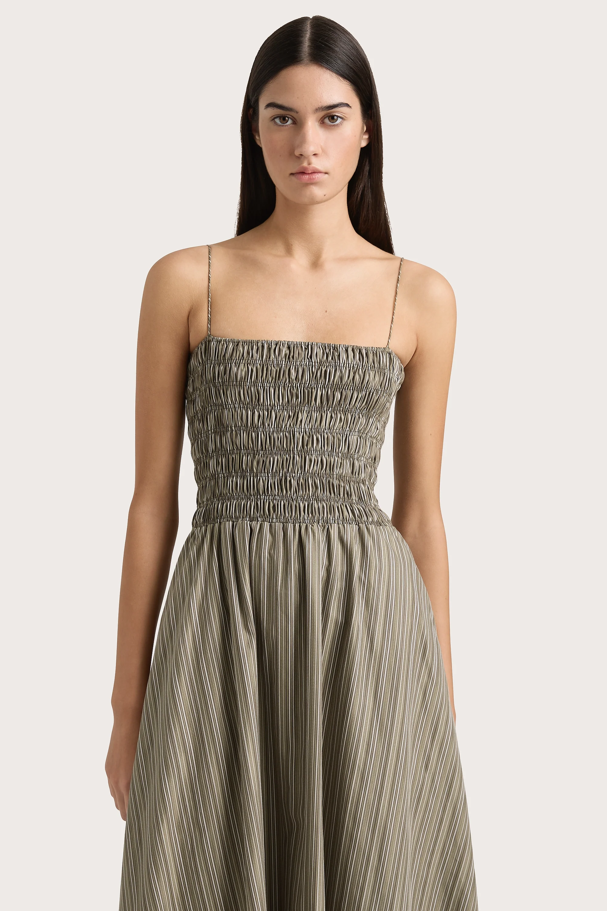 Lida Maxi Dress Khaki Stripe - Final Sale - Image 4