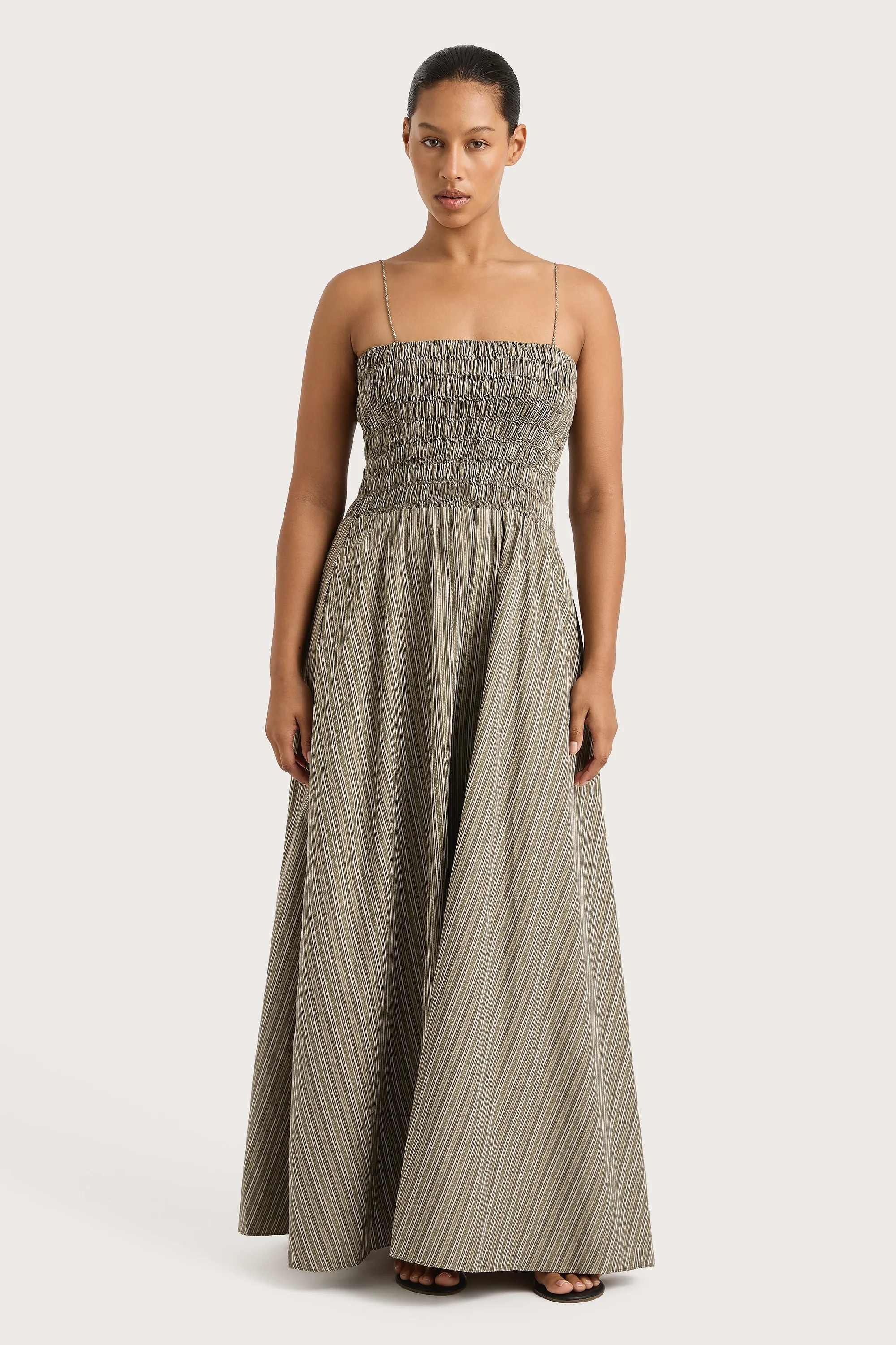 Lida Maxi Dress Khaki Stripe - Final Sale - Image 6