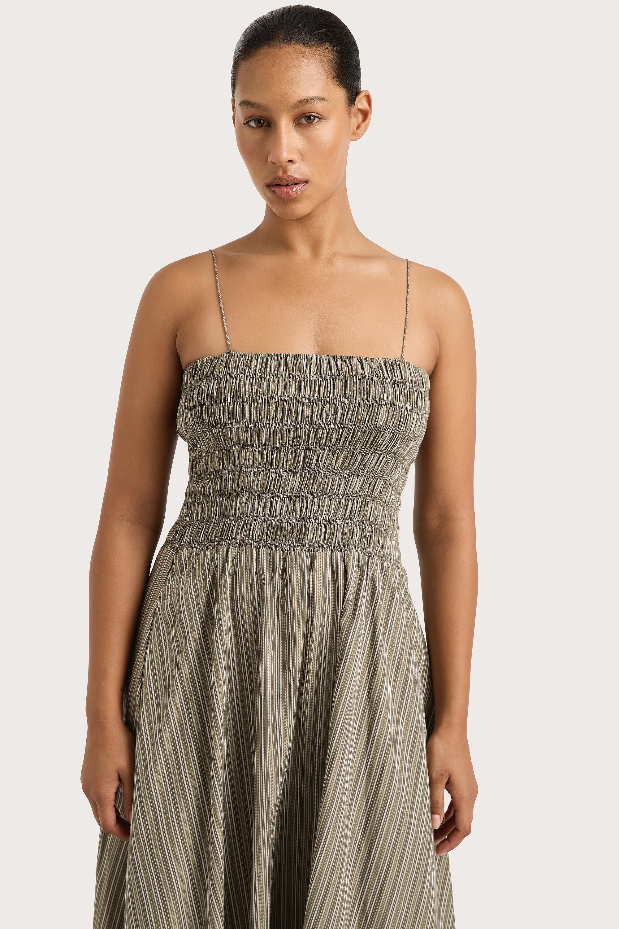 Lida Maxi Dress Khaki Stripe - Final Sale - Image 7
