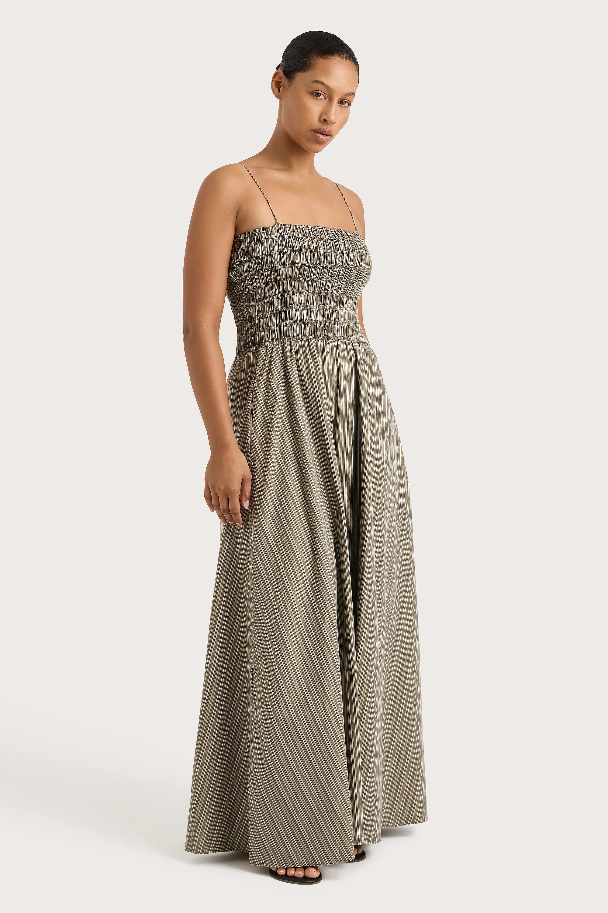 Lida Maxi Dress Khaki Stripe - Final Sale - Image 9
