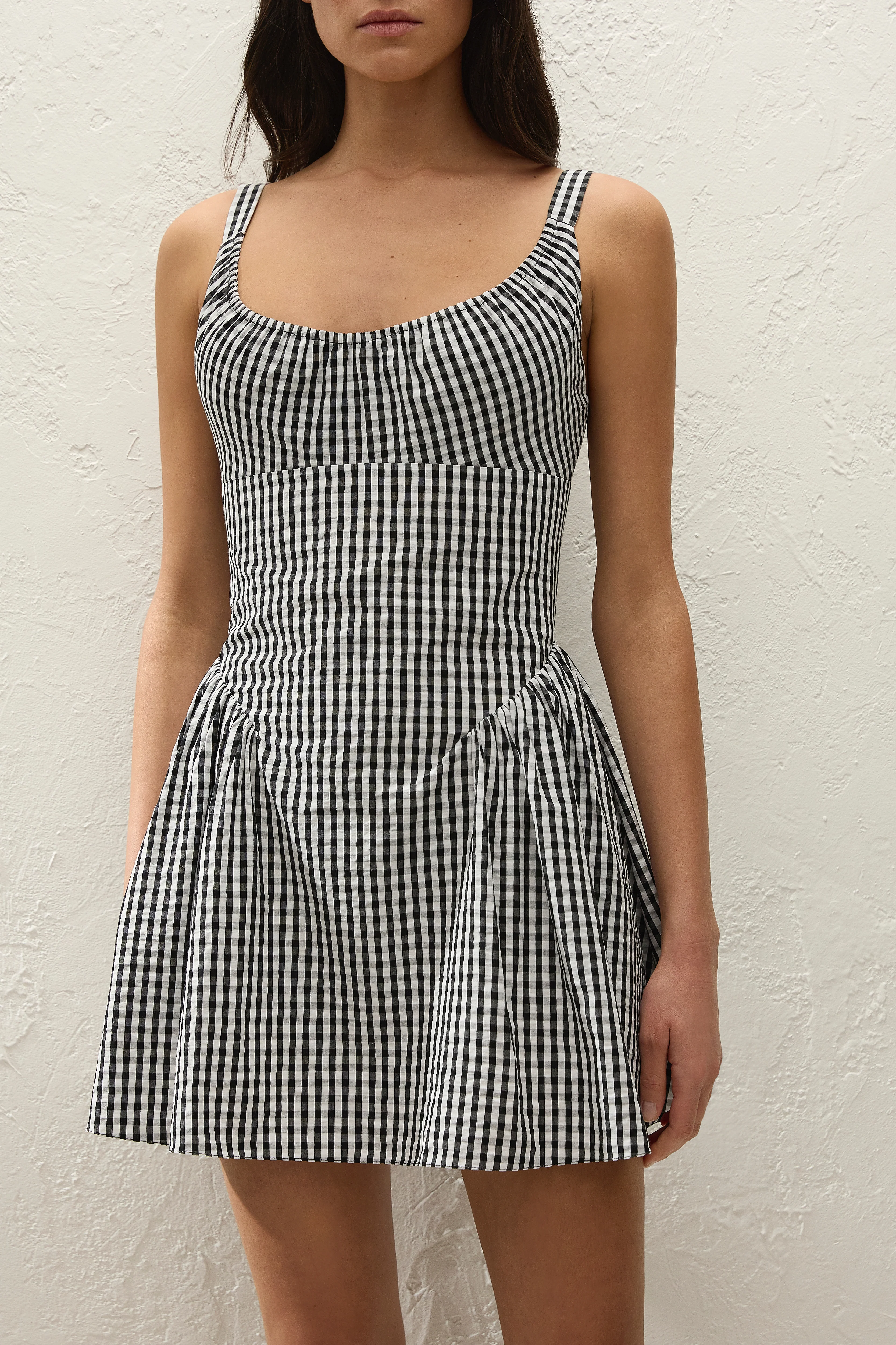 Marcella Mini Dress Black Textured Gingham - Image 2