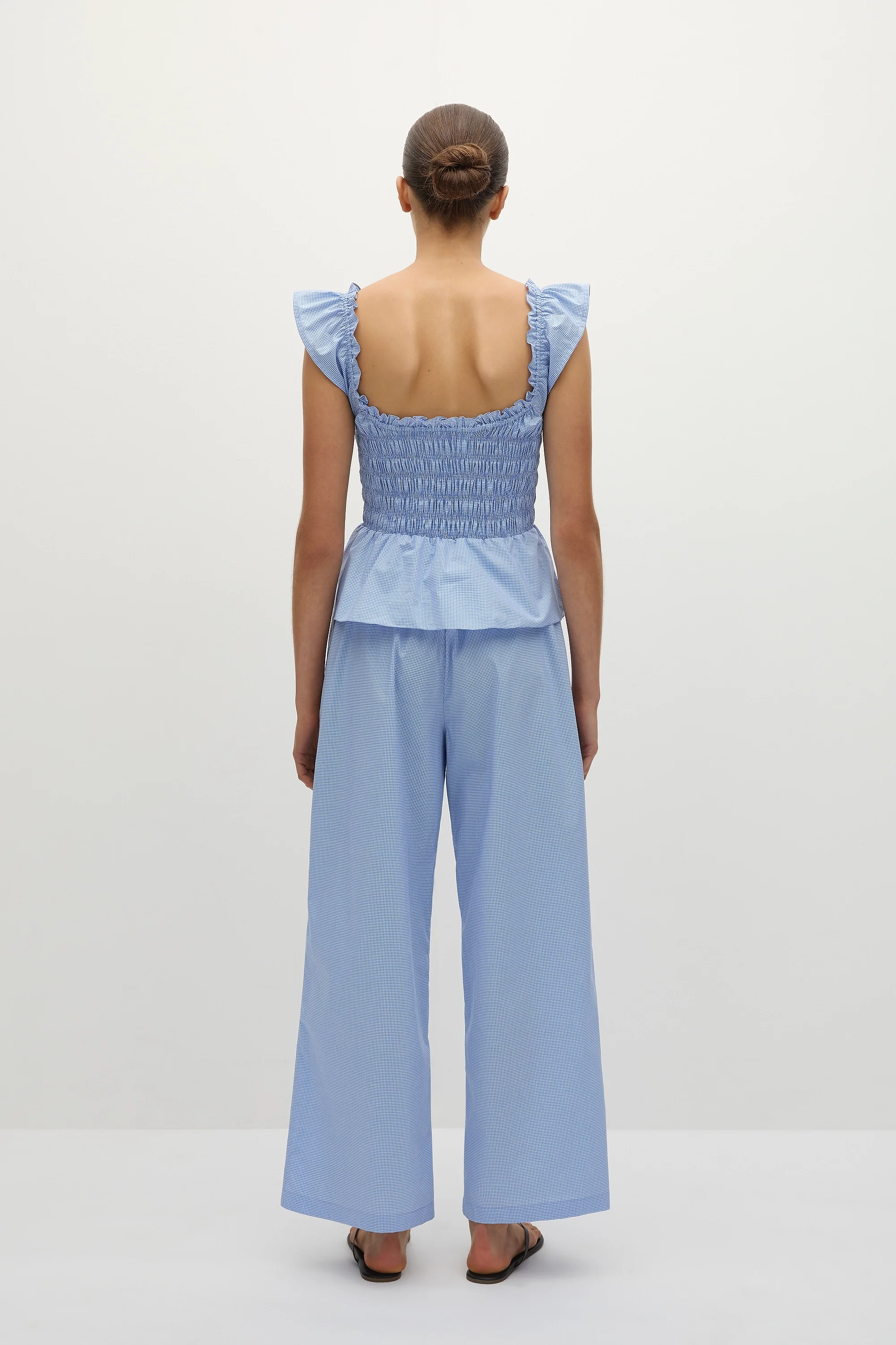 Martine Pant Micro Gingham Soft Blue - Final Sale - Image 4