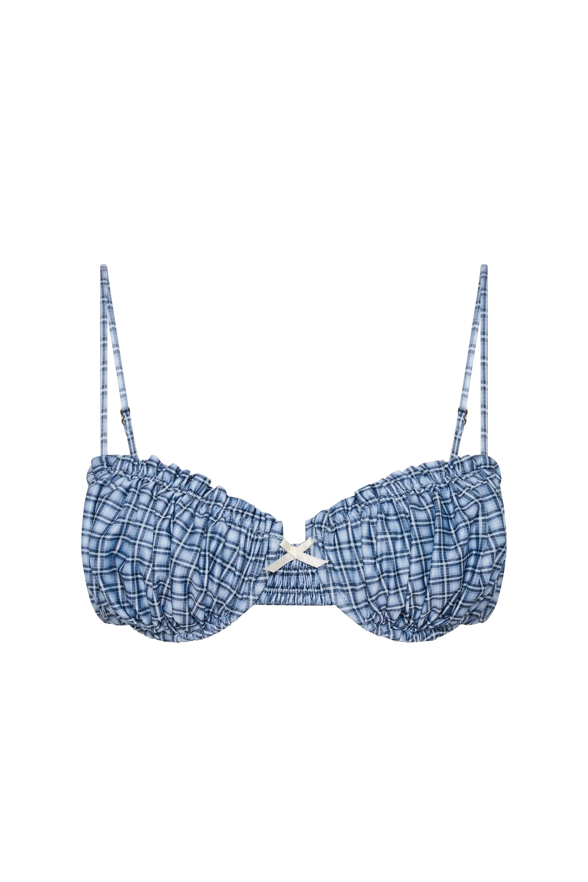 Moana Bikini Top Vintage Blue Check - Image 6