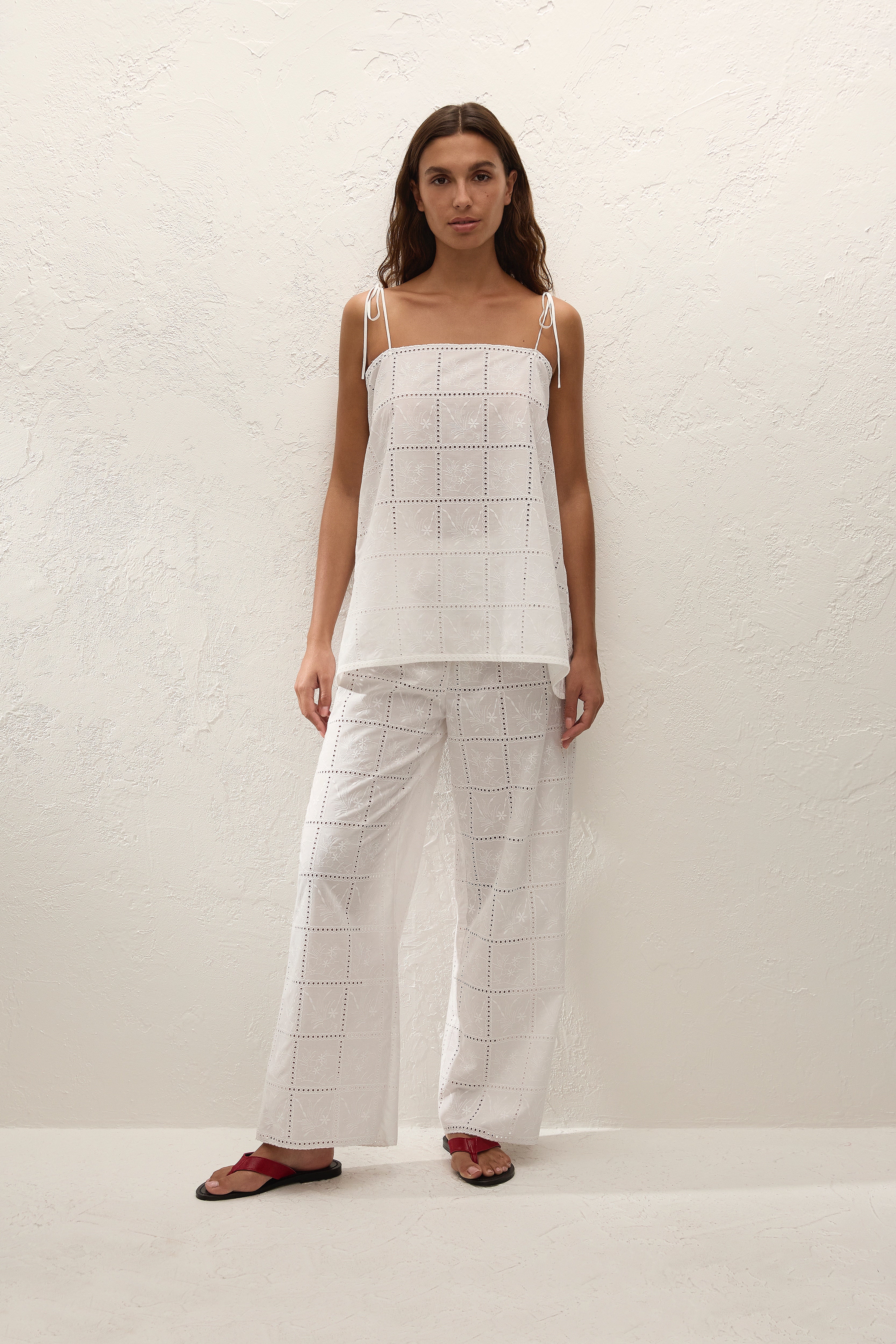 Mora Pant Handkerchief Broderie White
