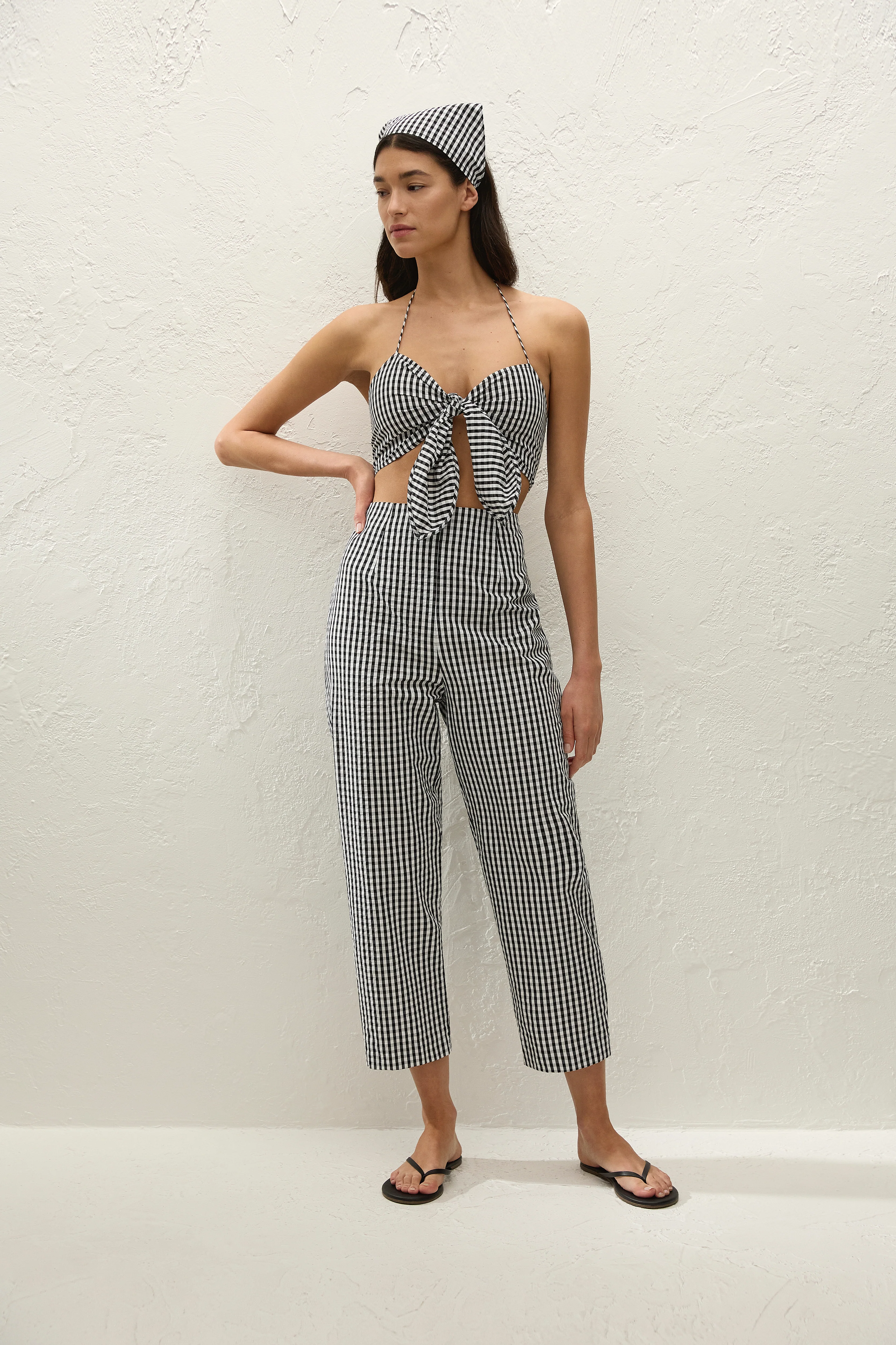 Onda Top Black Textured Gingham