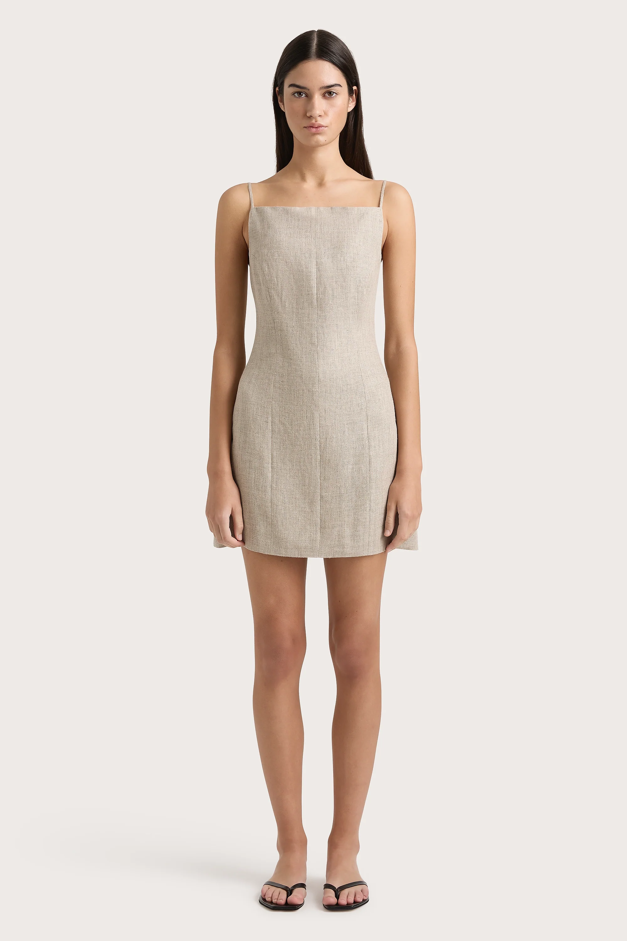 Poet Mini Dress Oatmeal - Final Sale