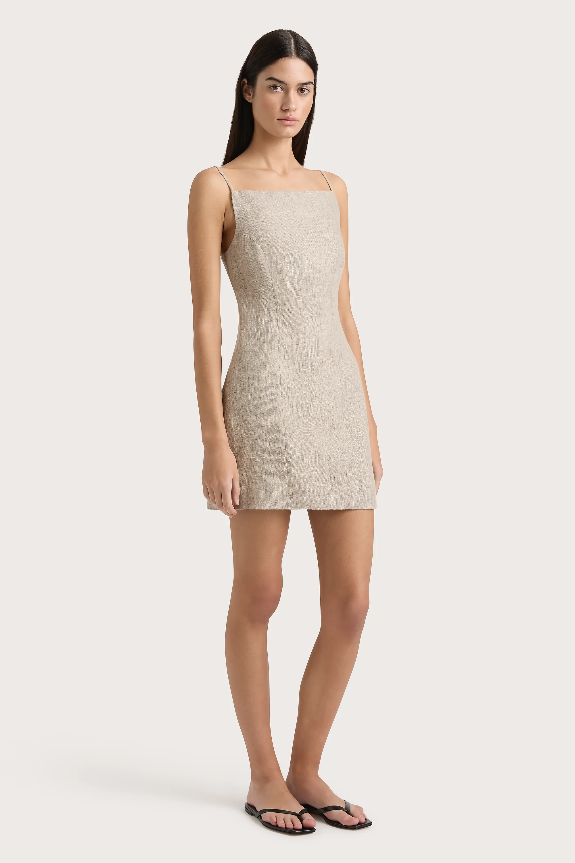 Poet Mini Dress Oatmeal - Final Sale - Image 3