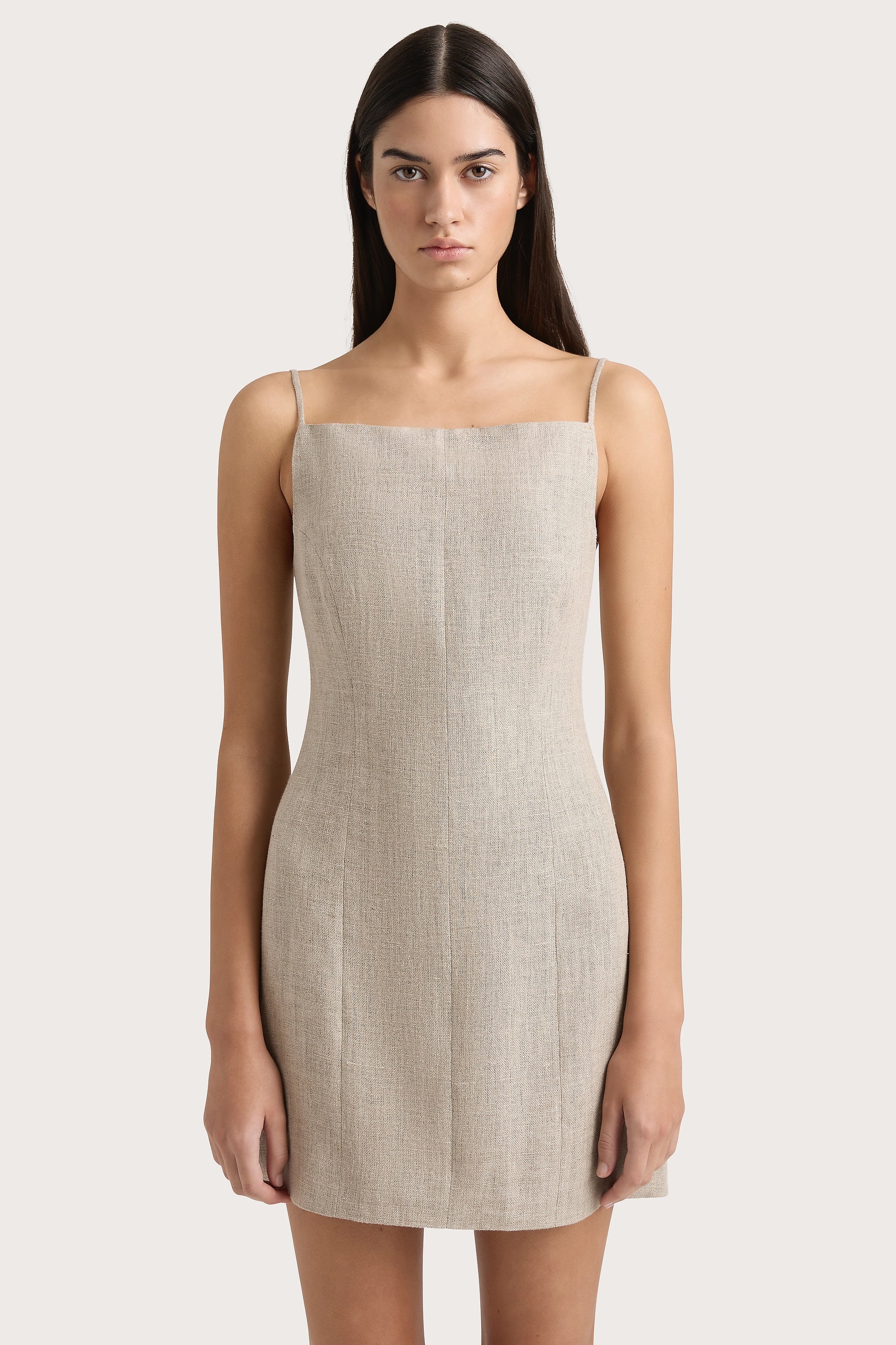 Poet Mini Dress Oatmeal - Final Sale - Image 4