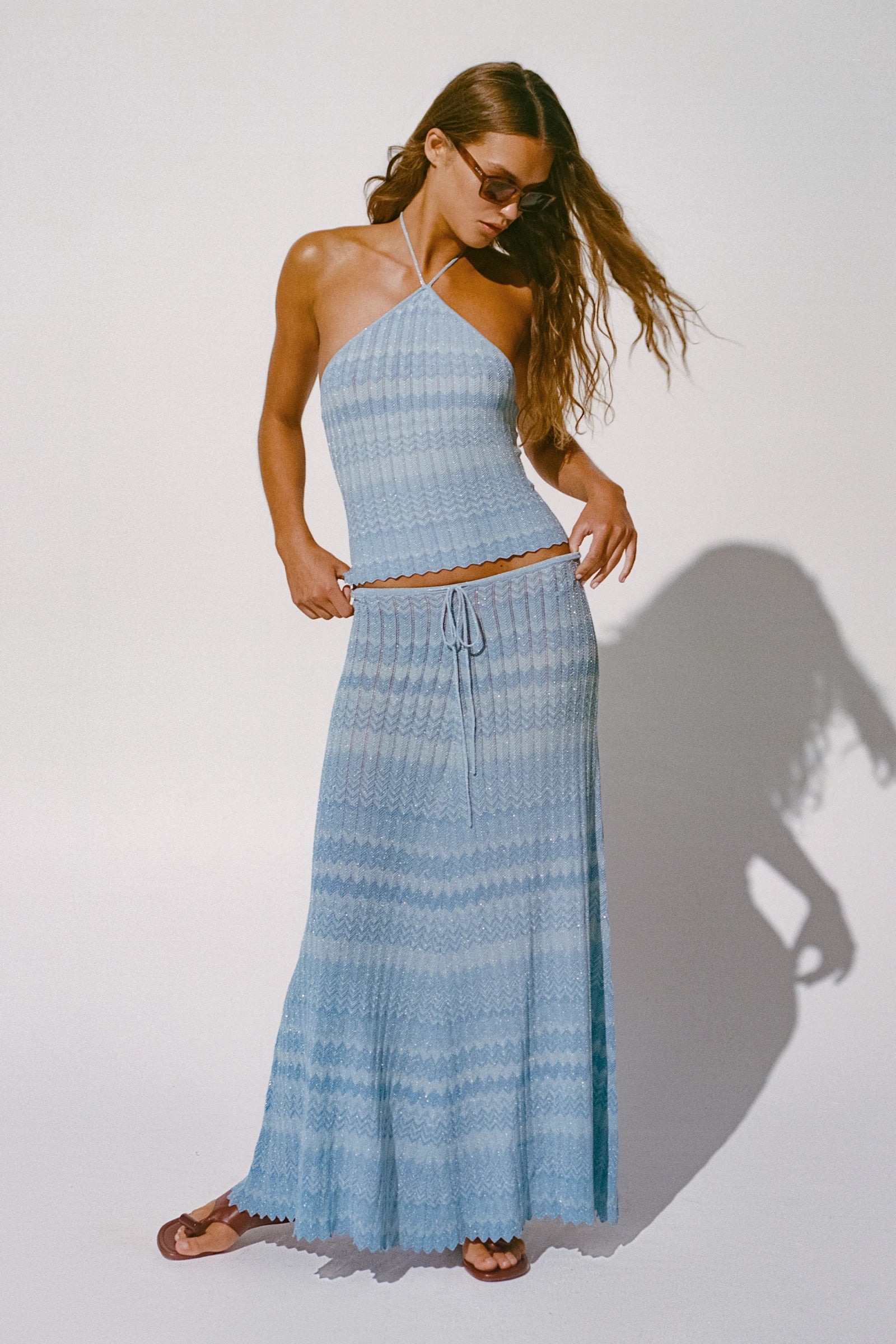 Ria Skirt Light Blue Chevron