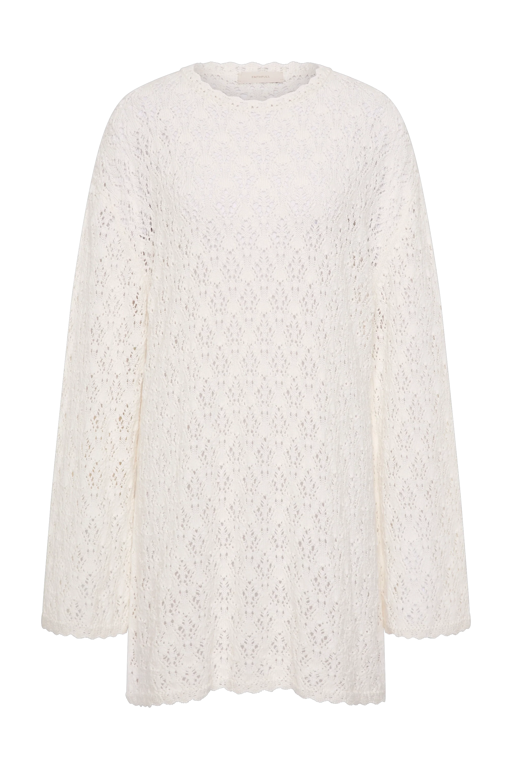 Romina Mini Dress Pointelle Knit Vintage White - Image 9