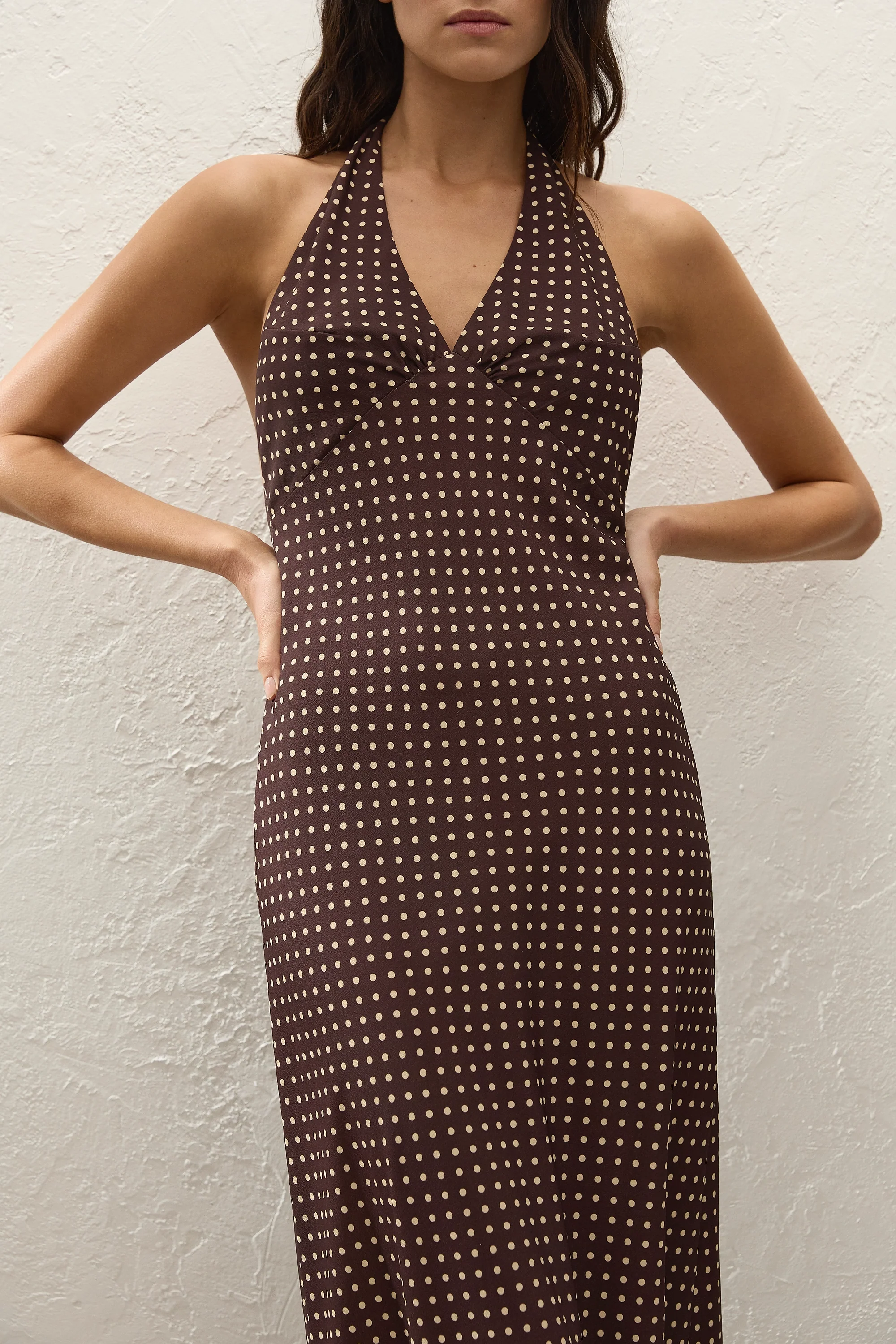 Rosa Maxi Dress Polkadot Chocolate Plum - Image 2