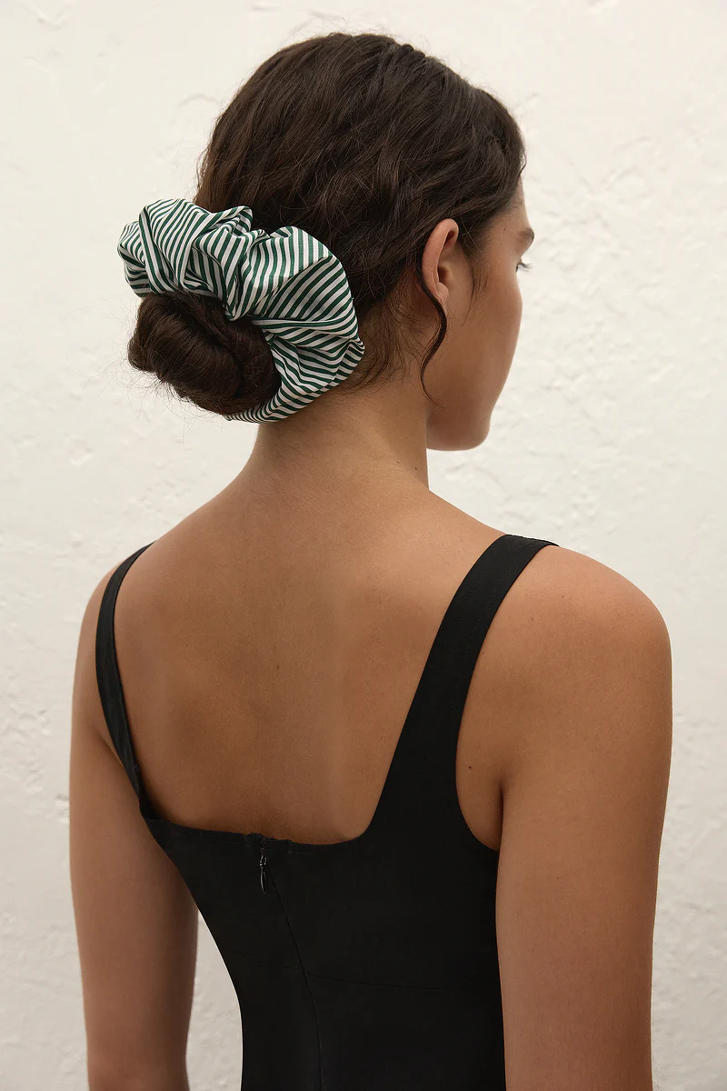 Hair Scrunchie Green Stripe - Image 3