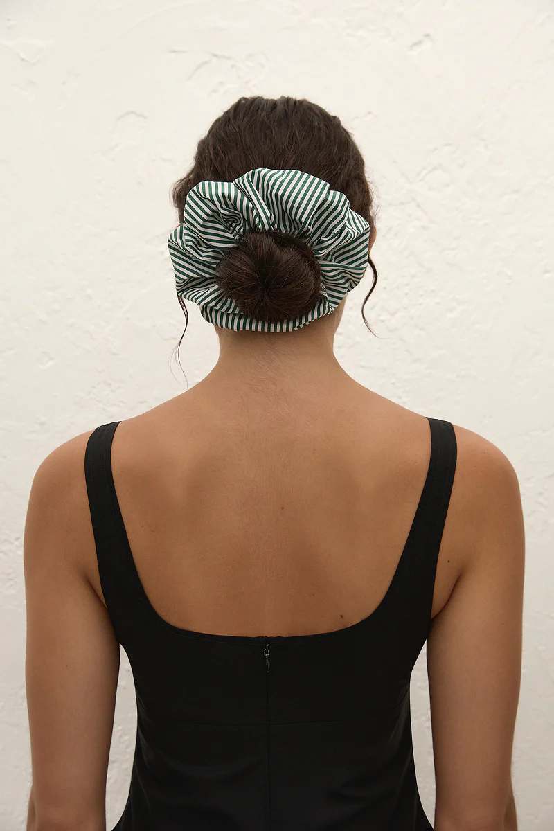 Hair Scrunchie Green Stripe - Image 4