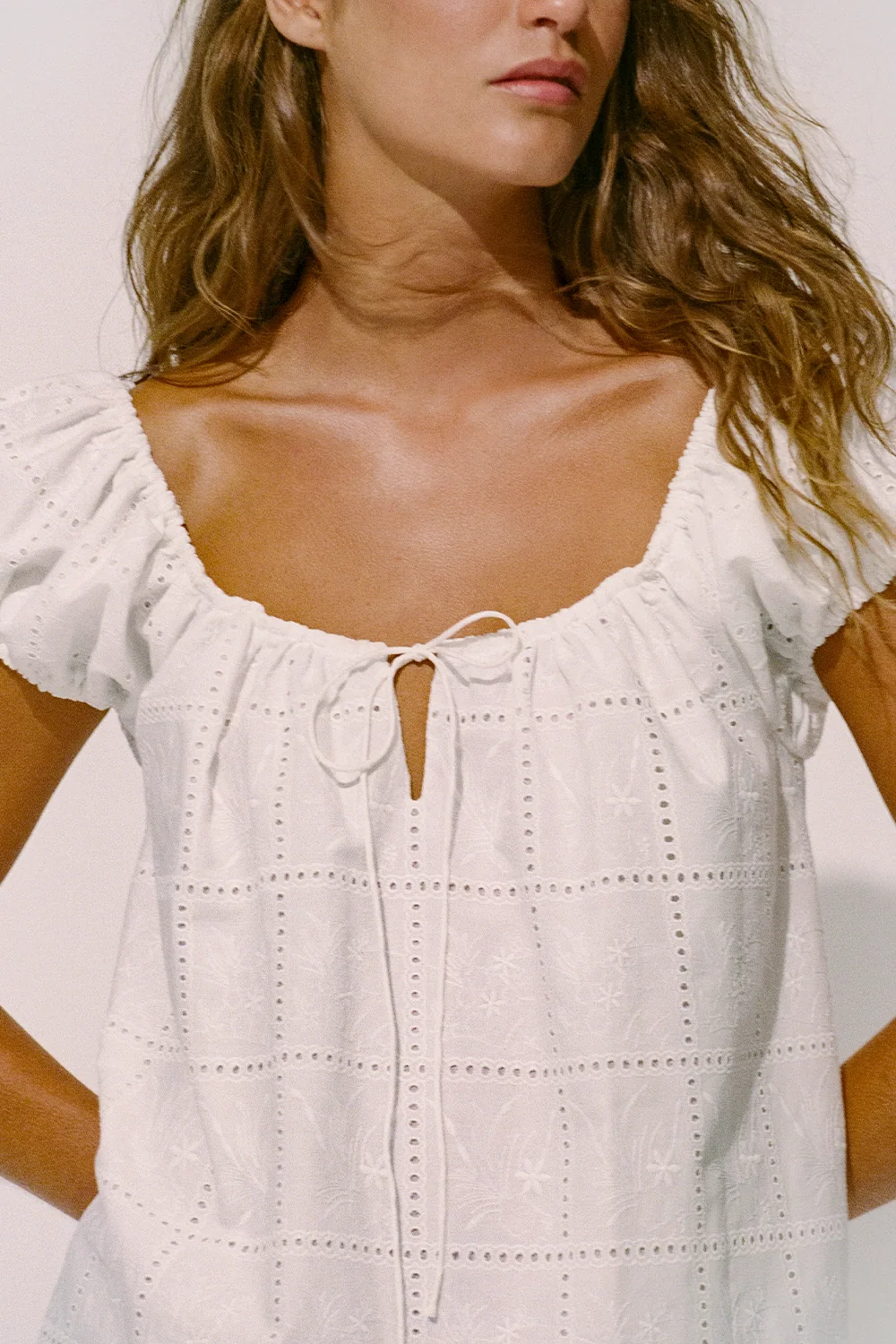 Serafina Mini Dress Handkerchief Broderie White - Image 2