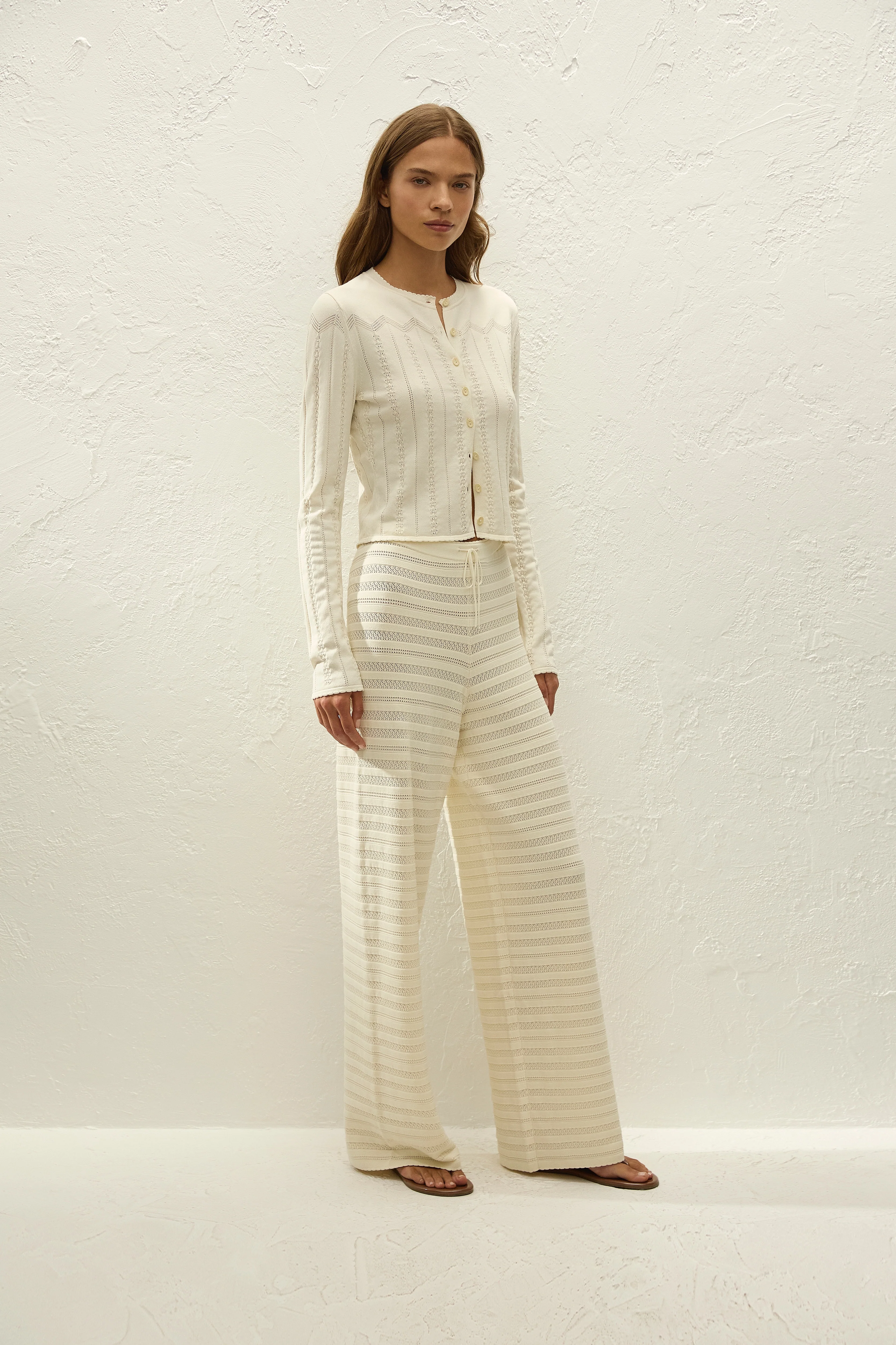 Tanya Pant Ida Pointelle Vintage White - Image 3