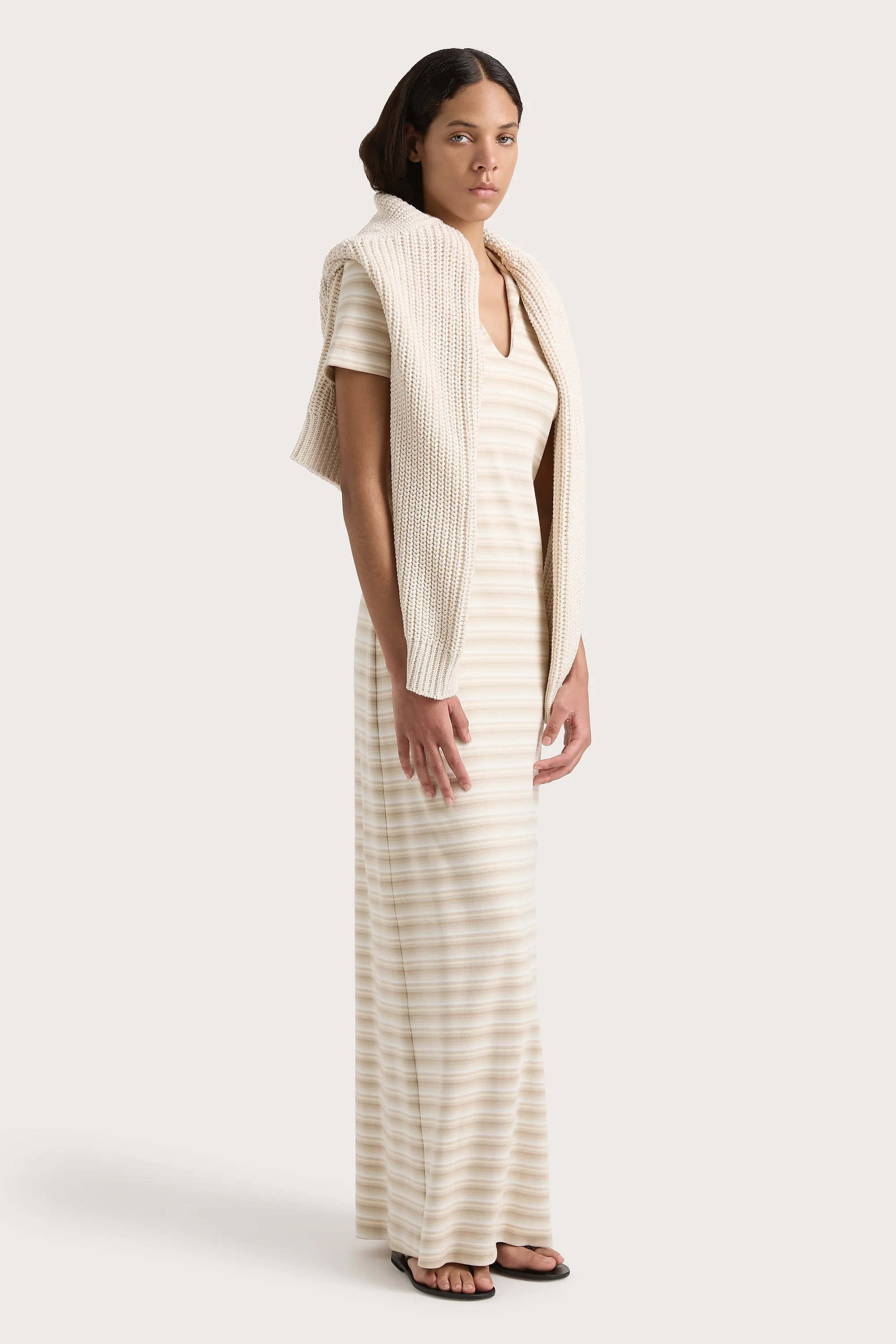 Tiesse Maxi Dress Cream Stripe - Final Sale - Image 5