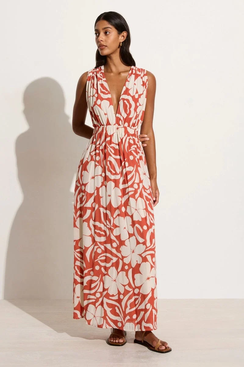 Tropicale Midi Dress Pavito Floral Watermelon - Final Sale