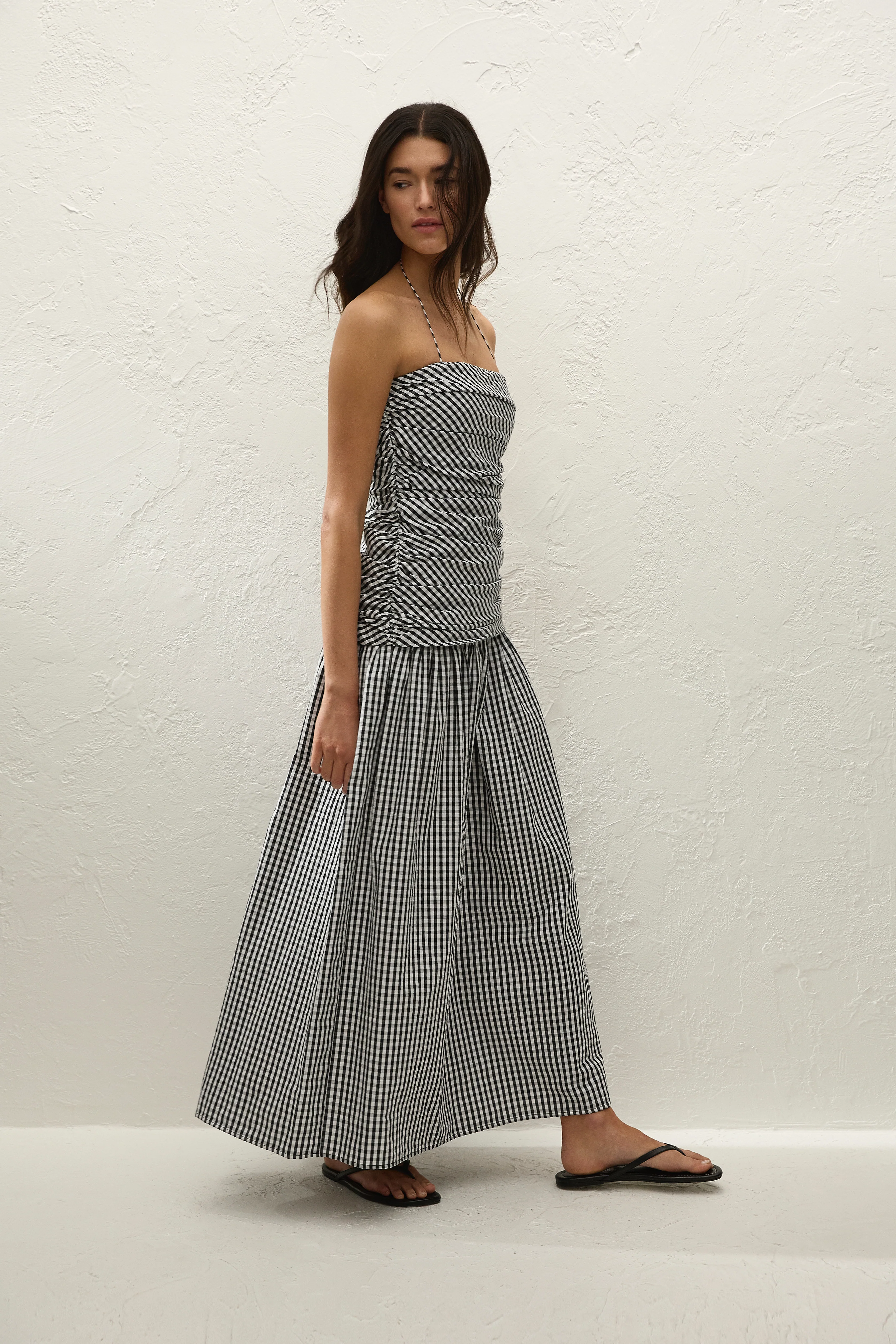 Vento Midi Dress Black Textured Gingham - Image 4