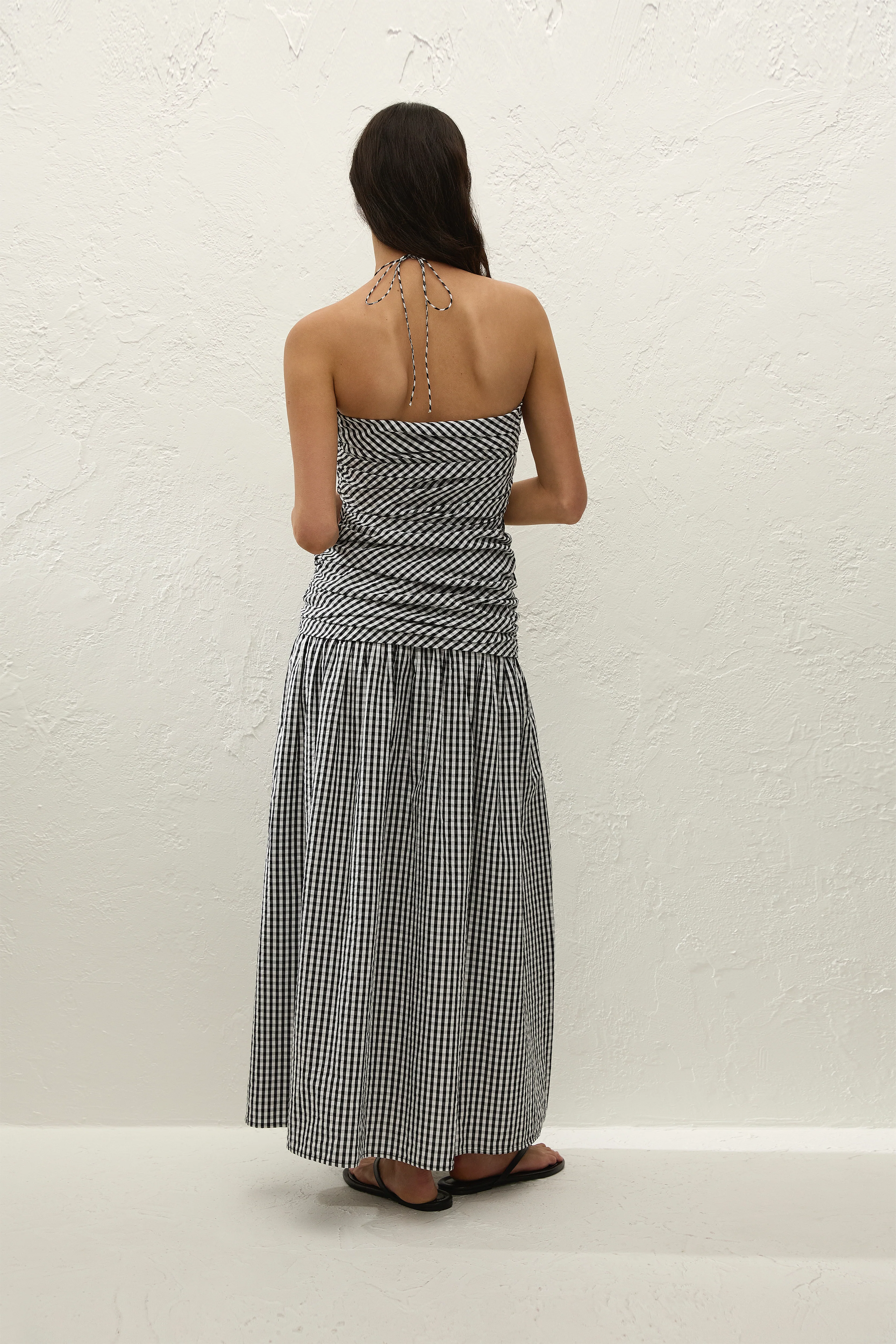 Vento Midi Dress Black Textured Gingham - Image 5