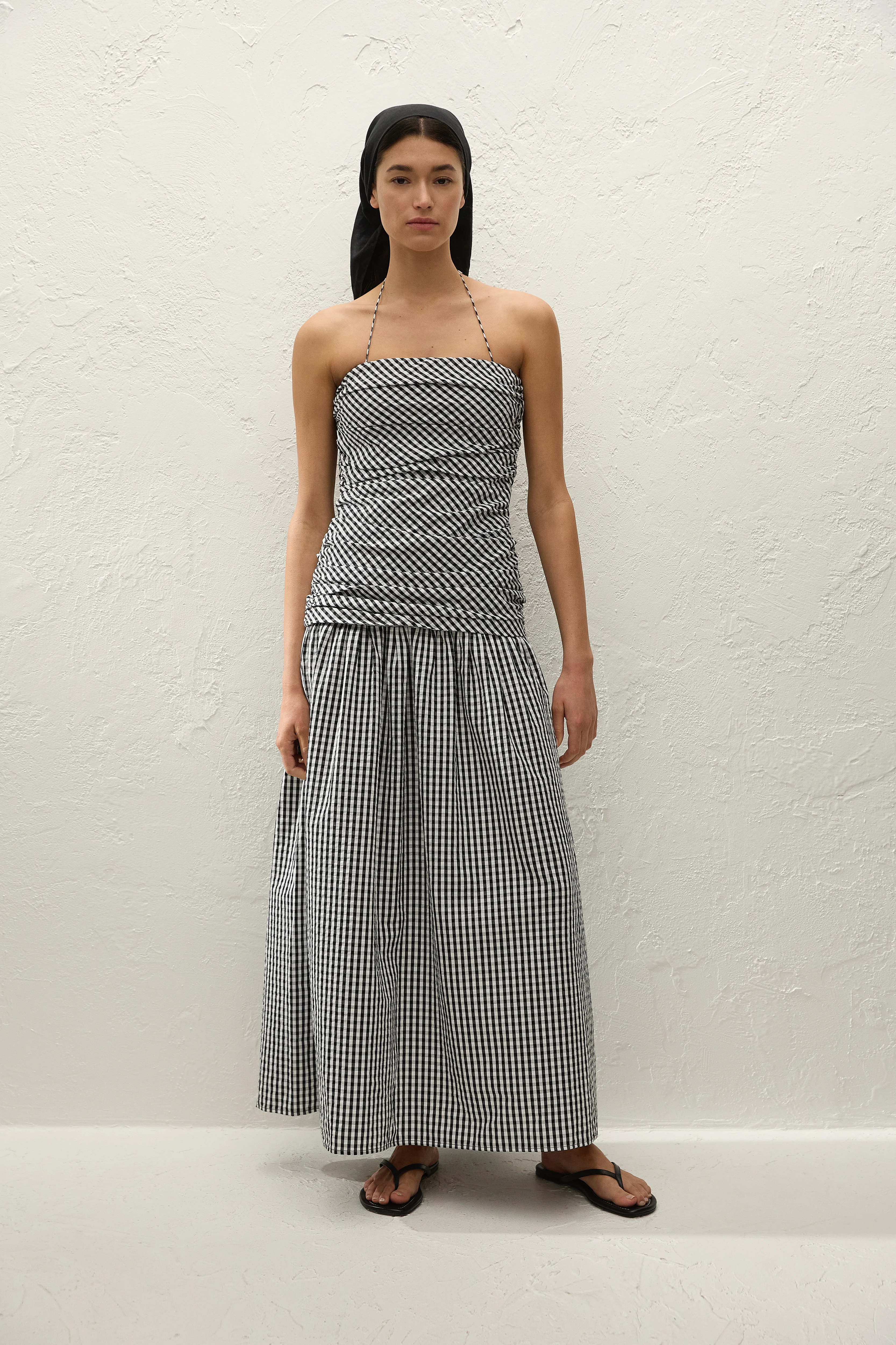 Vento Midi Dress Black Textured Gingham - Image 6